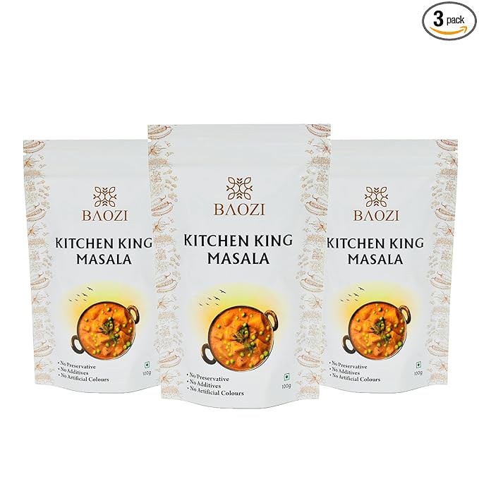 BAOZI Kitchen King Masala - 100% Pure & Aromatic Spice Blend | Perfect for Flavorful Vegetable Dishes, Curries & Indian Cooking | Pack of 3 (100g x 3)