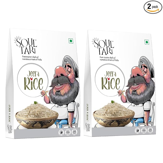 SOULTARI Ready To Eat Jeera Rice | Fluffy White Basmati Rice Tempered With Jeera | Just Heat And Eat | 250 Gram | Pack Of 2 |