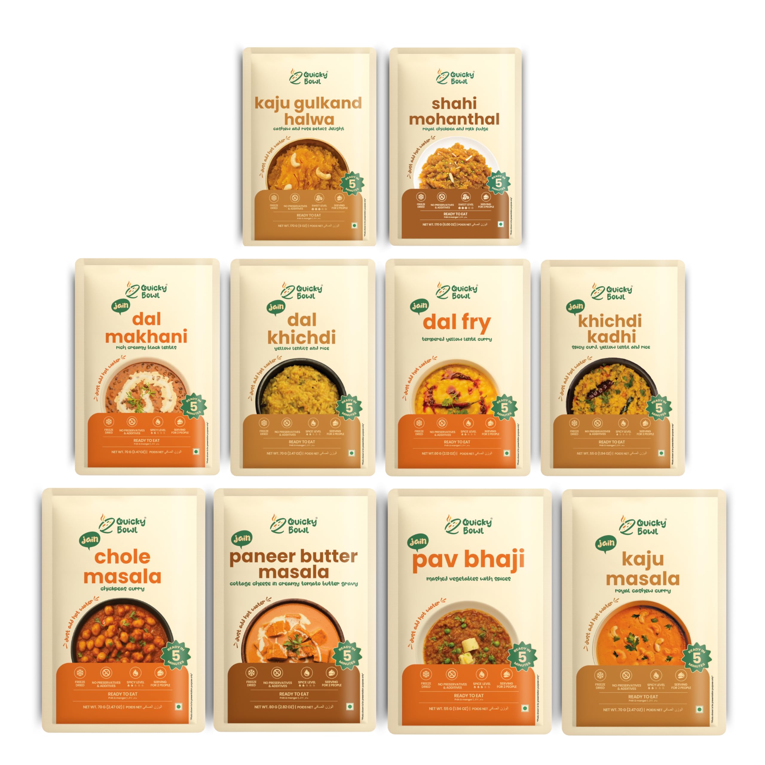 Quicky Bowl Ready To Eat Travel Combo - Jain (Jain Combo - 7 Days)