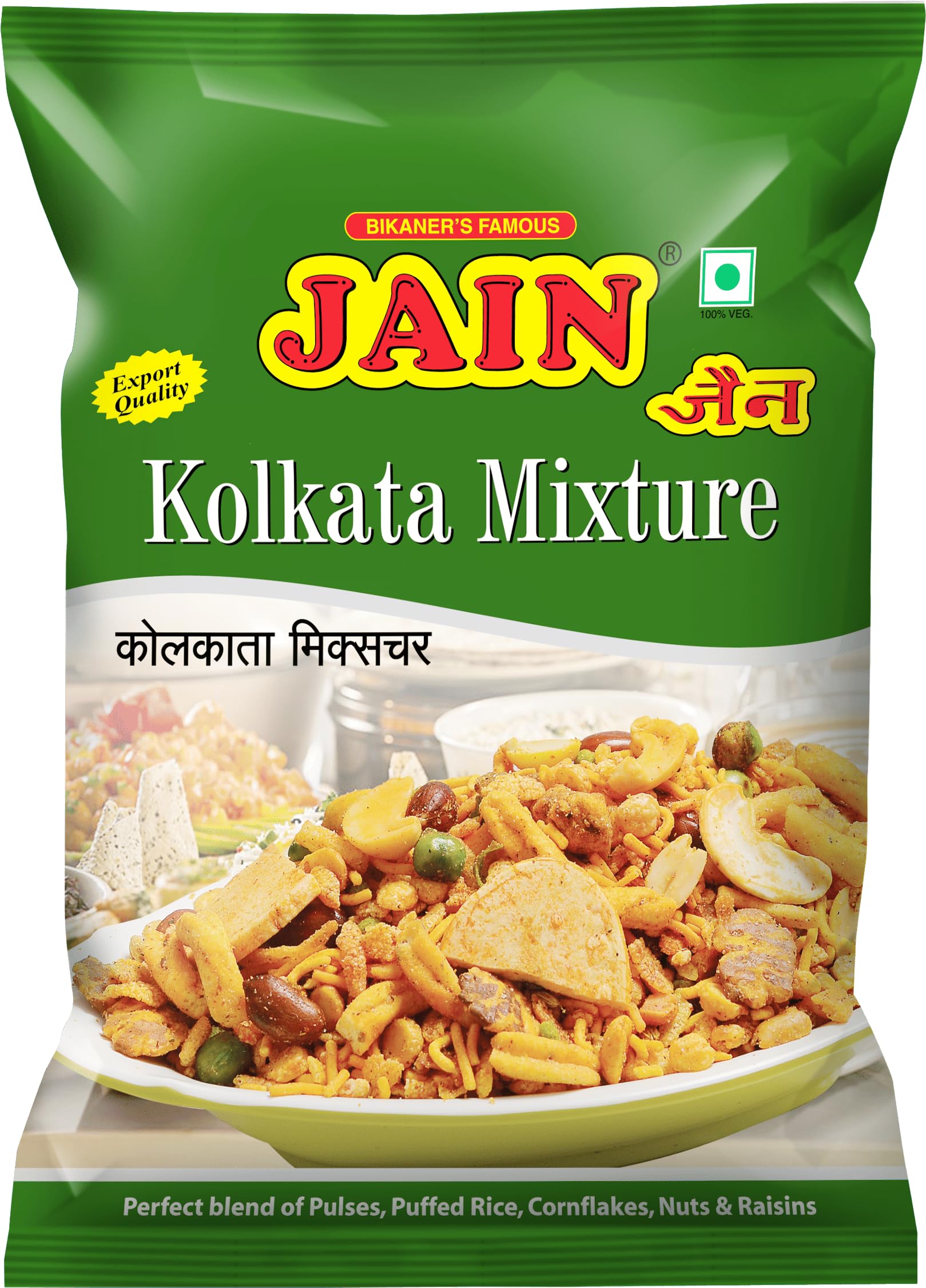 JAIN Kolkata Mixture, Size - 360g, Zipper Packing, Authentic Bengal Namkeen Blend with Crispy Sev, Lentils & Spicy-Tangy Seasoning, Crafted to Deliver True Kolkata-Style Chatpata Flavors, Ready to Eat