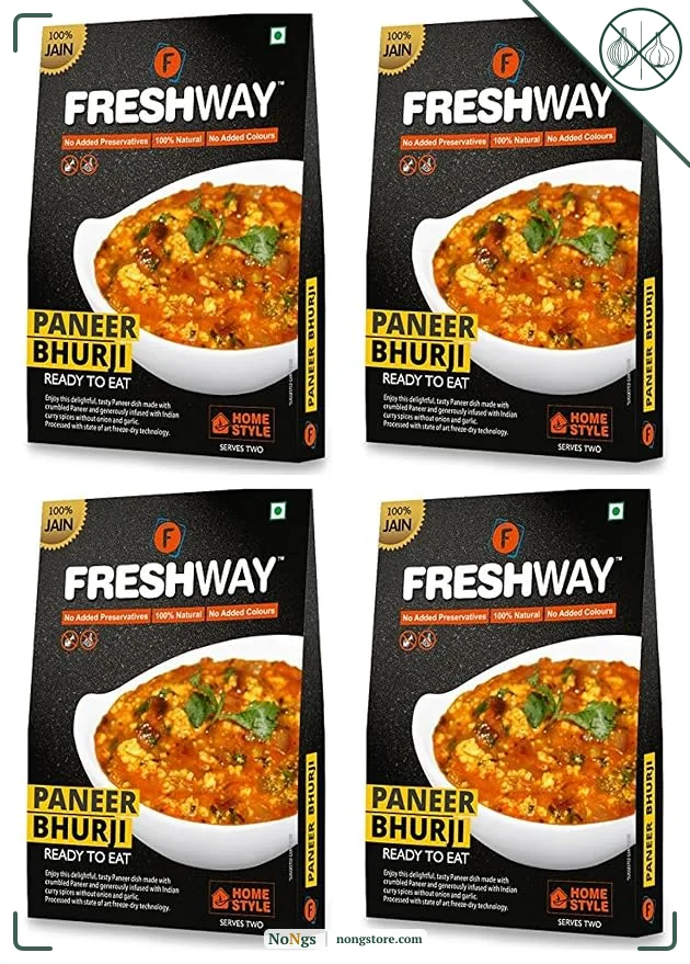 Freshway Ready to Eat Jain Combo Pav Bhaji & Paneer Bhurji Pack of 2 | Freeze Dried Instant Jain Meals | No Onion No Garlic | 100% Vegetarian | Quick, Healthy & Travel Friendly Indian Food