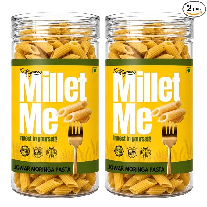 Millet Me by Kuizeens Jowar Moringa Pasta - 230g (Pack of2)| Gluten-Free & Nutrient-Rich | Rich In Protein | Easy-to-Make | Healthy Alternative for Wholesome Meals | Jain | No Onion & Garlic