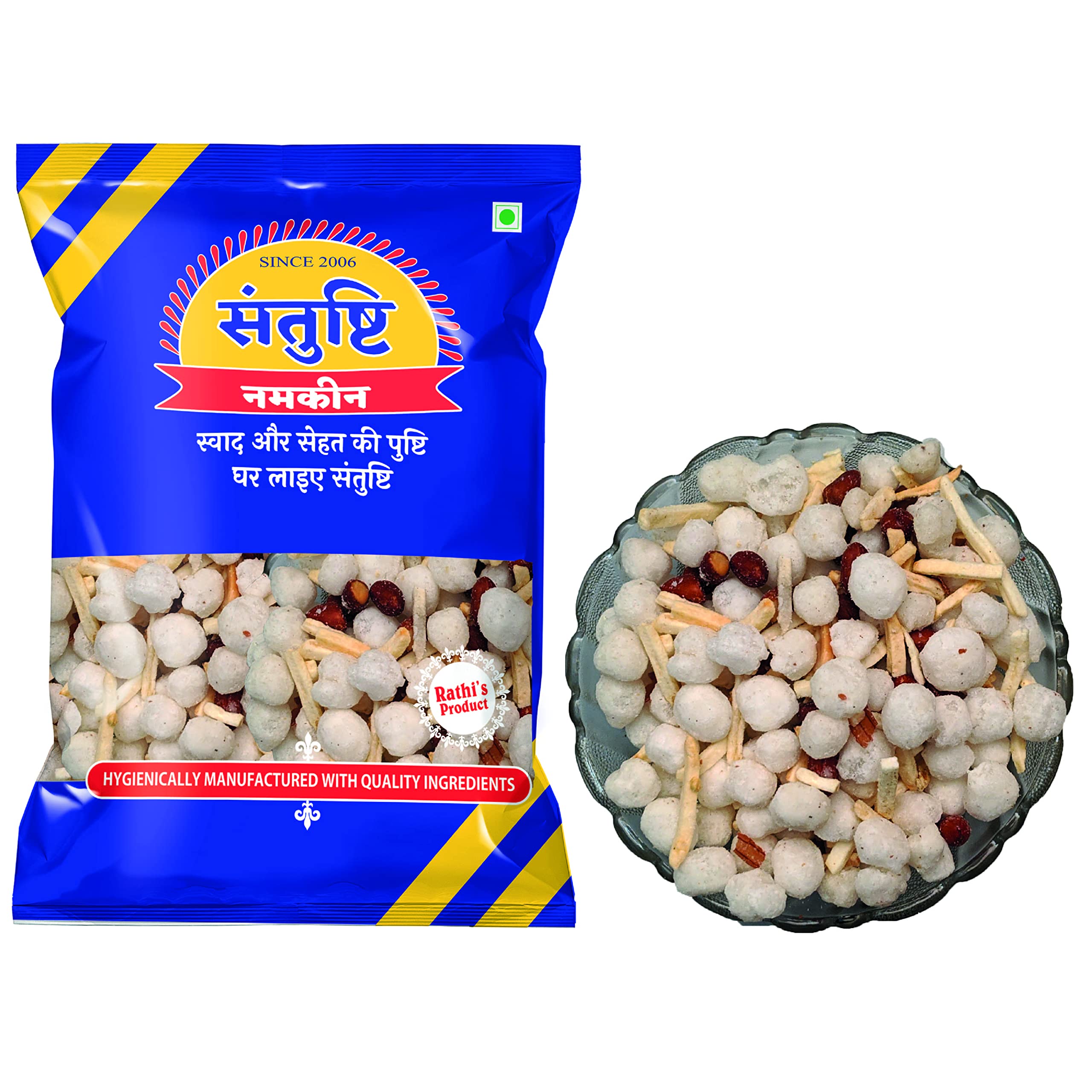 Santushti Namkeen Sabudana Mixture 350g | Sweet & Crunchy Falahari Snack Made in Groundnut Oil | Vrat Upwas Namkeen | Satvik Fast-Friendly Mixture | No Onion Garlic | Suitable for Fasting Days