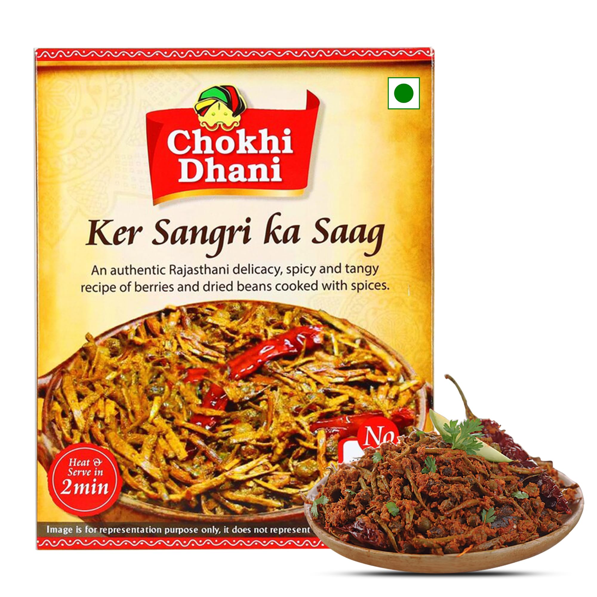 Chokhi Dhani Kair Sangri Ka Saag 300g | Ready to Eat Rajasthani Meal | Heat & Eat Traditional Indian Food | No Preservatives | Veg | Authentic Taste