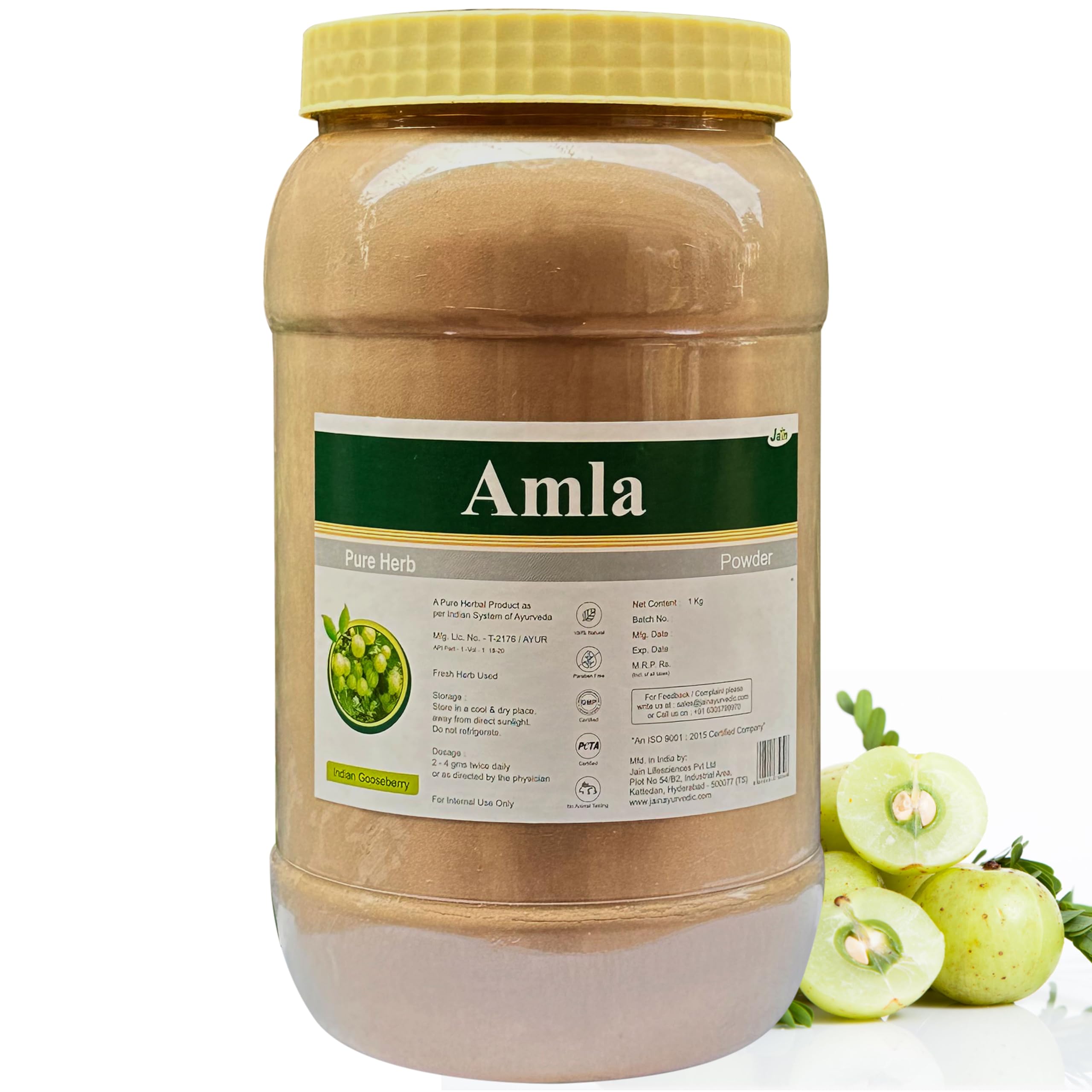 JAIN Pure Amla Powder 1Kg|Edible Indian Gooseberry Powder for Smoothies, Teas & Cooking | Natural Source of Vitamin C Vegan, No Chemicals Traditional Ayurvedic Superfood for Daily Wellness.