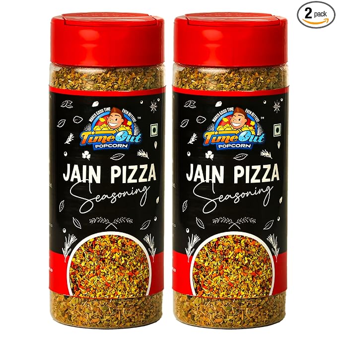 Time Out Popcorn No Garlic & Onion Jain Pizza Seasoning,120g, Pasta,Italian & Indian Dishes,Pack of 2