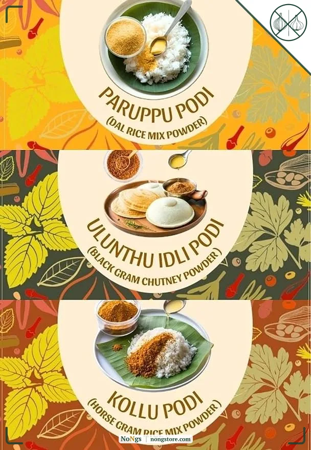 6Flavors Combo Pack: Paruppu Podi, Ulunthu Podi, Kollu Podi | 3 x 250g | Chutney/Rice mix Powders | No Onions, Garlic, Preservatives | Ideal for Idli, Dosa & Rice.