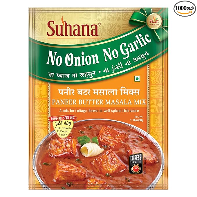 Suhana Paneer Butter Nong (No Onion No Garlic) 50g Pouch | Spice Mix | Easy to Cook | Pack of 9