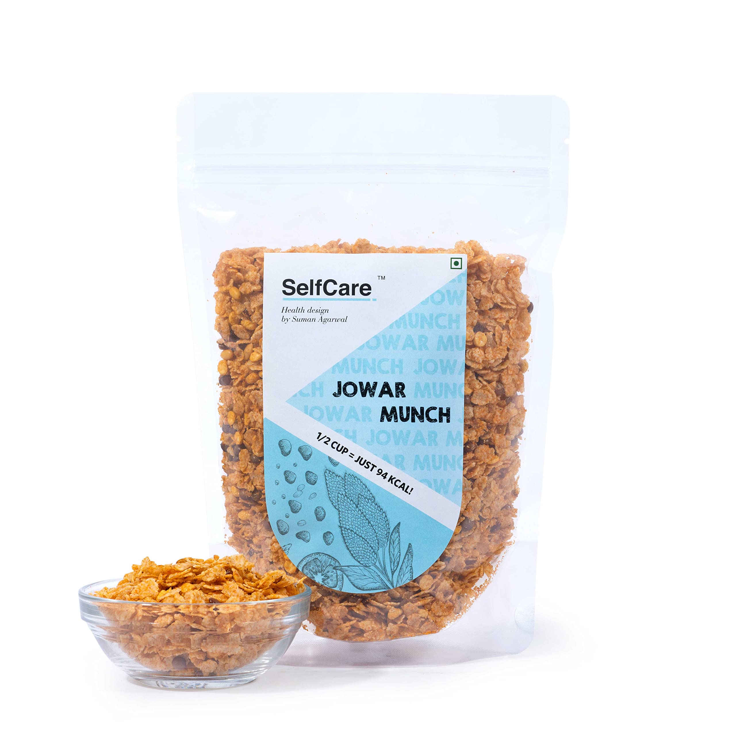 SelfCare By Suman Agarwal Jowar Munch Pack of 1 200g | Roasted - No Added Sugar - Gluten Free | Savoury - Snacks - Namkeen - Grocery | Spicy Crunchy & Chatpata - Tae time Snacking | Travel Friendly