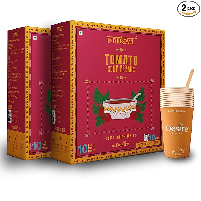 INDICUP Tomato Soup Packet | Ready to Eat Instant Soup Premix | Soup in Fresh Just Add Hot Water & Enjoy | Refreshing Taste | 20 Sachets