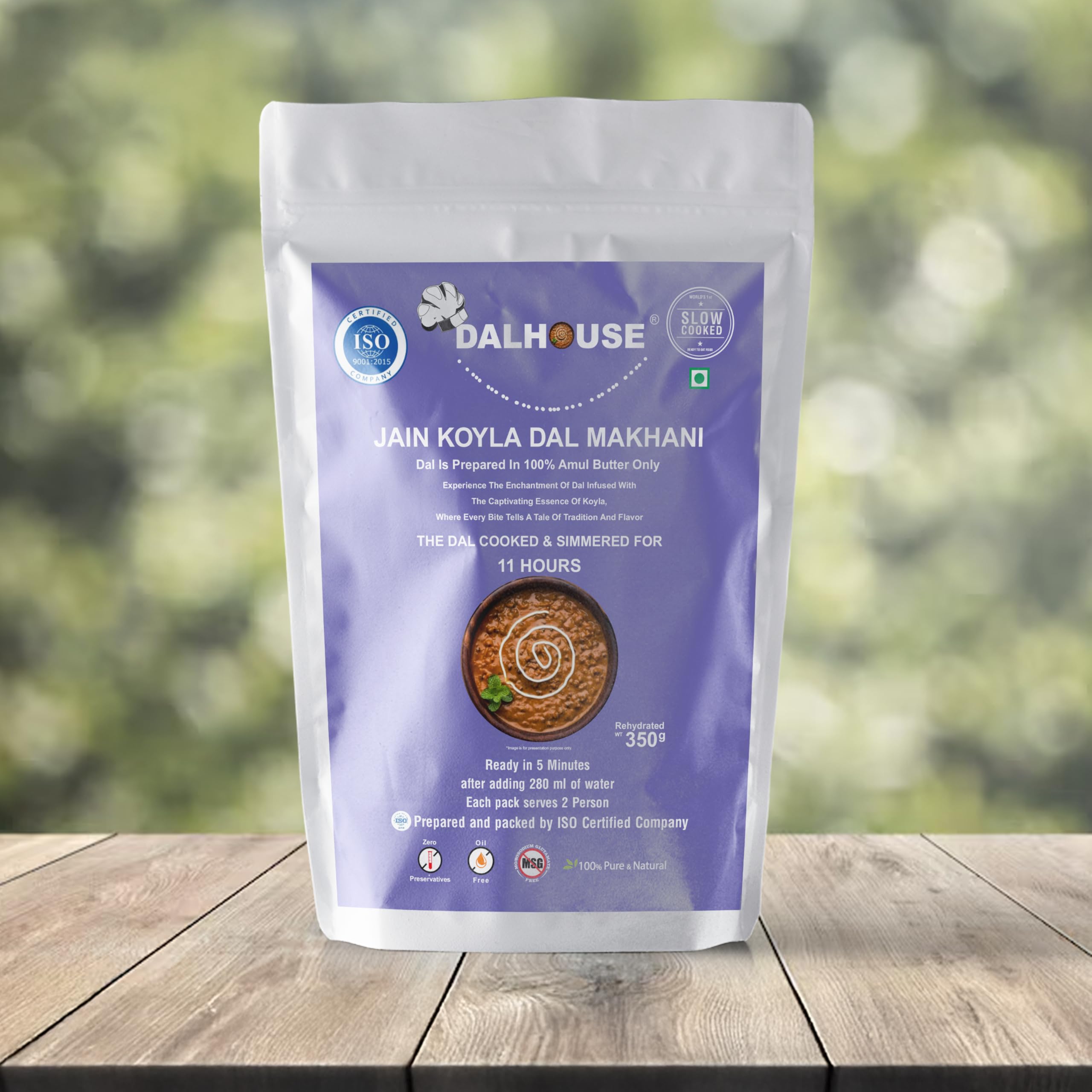 DALHOUSE Jain Koyla Dal Makhani — Ready to Eat | Just Heat and Eat | Restaurent Style Pure Veg Dal Makhni | Cream and Kidney Beans | No Added Perservatives | No Onion, No Garlic | Ready to Cook Travel Food