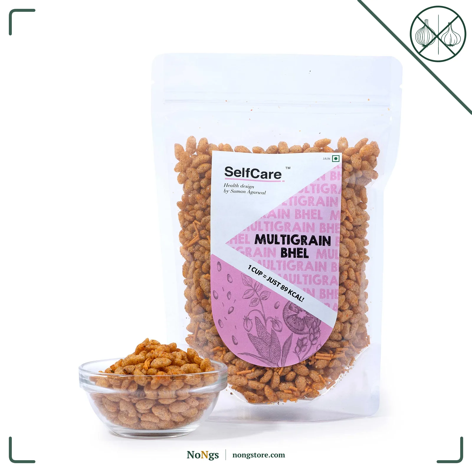 SelfCare By Suman Agarwal Multigrain Bhel Pack of 1 125g | Roasted - Vegan - Fiber Rich | Snacks - Namkeen - Grocery | Spicy Crunchy & Chatpata - Tea time Snacking | Jain - Travel & Diabetes Friendly