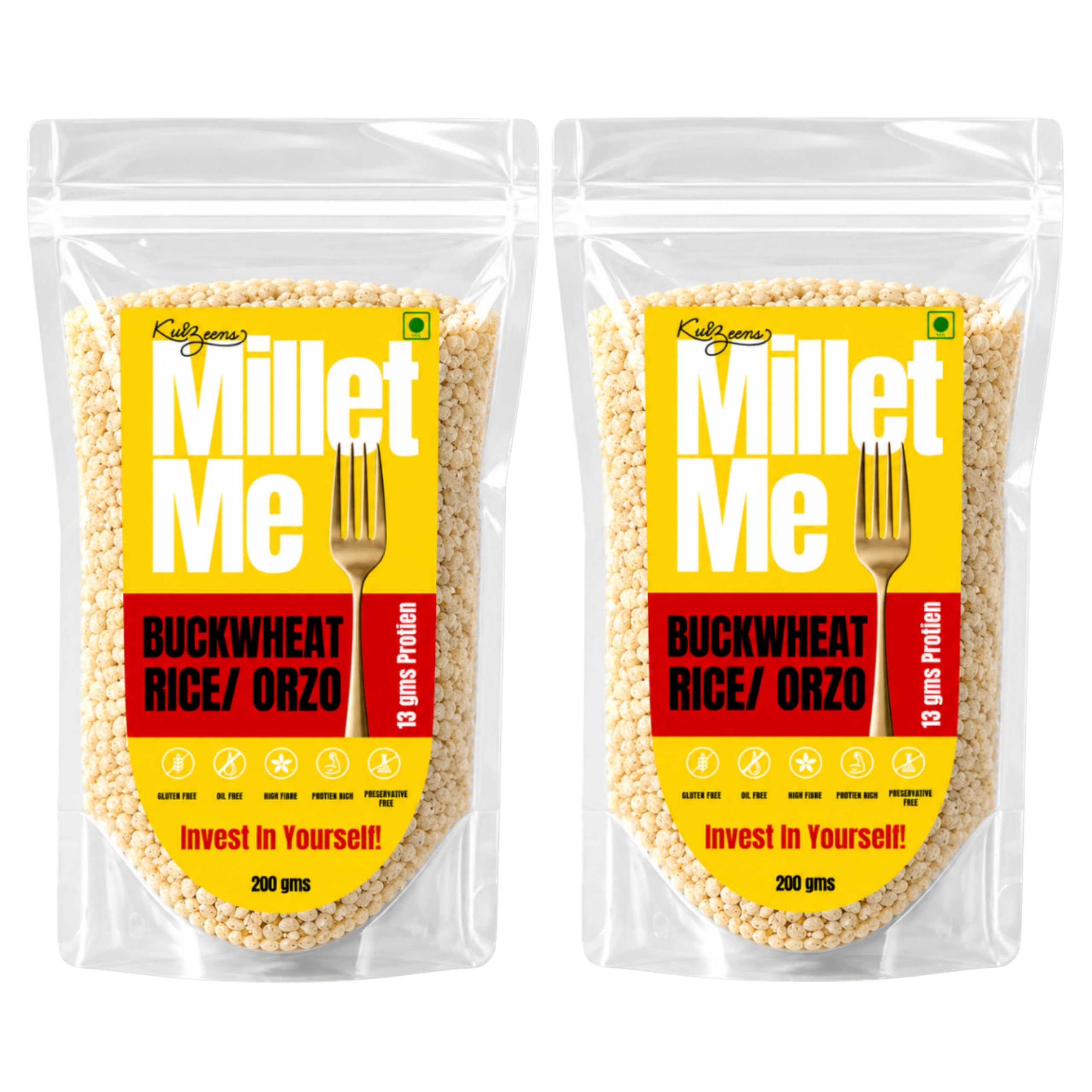 Kuizeens Buckwheat Rice - 200G (Pack of 2)| Low Carb & Low Fat | Buckwheat Flour, Xauthum Gum | Chemical Free | No Preservatives & No Artificial Additives |Jain | No Onion & Garlic