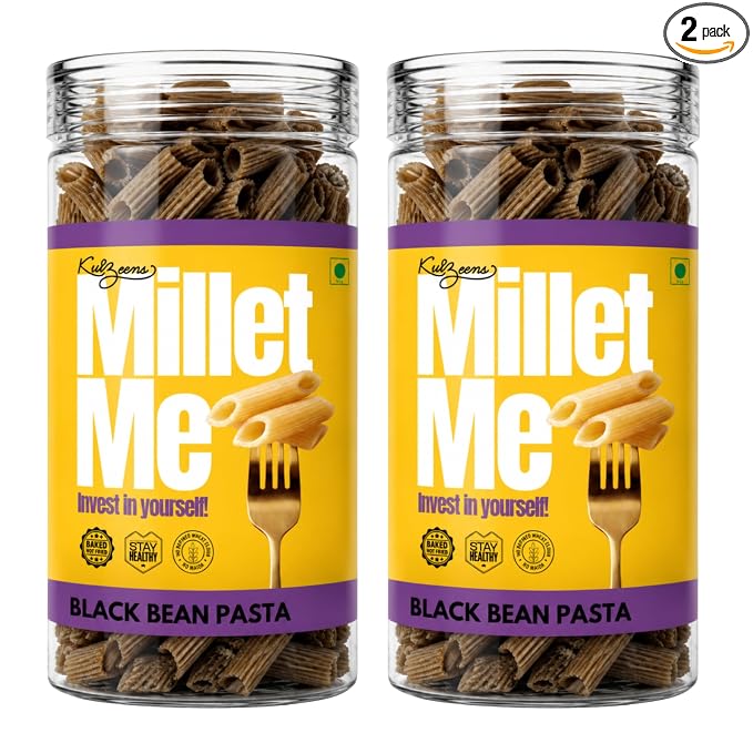 Millet Me by Kuizeens Black Bean Pasta - 230g, Pack of 2 | Gluten-Free & High-Protein | Rich in Nutrients | Easy-to-Make | No MSG | Preservative Free | Jain | No Onion & Garlic