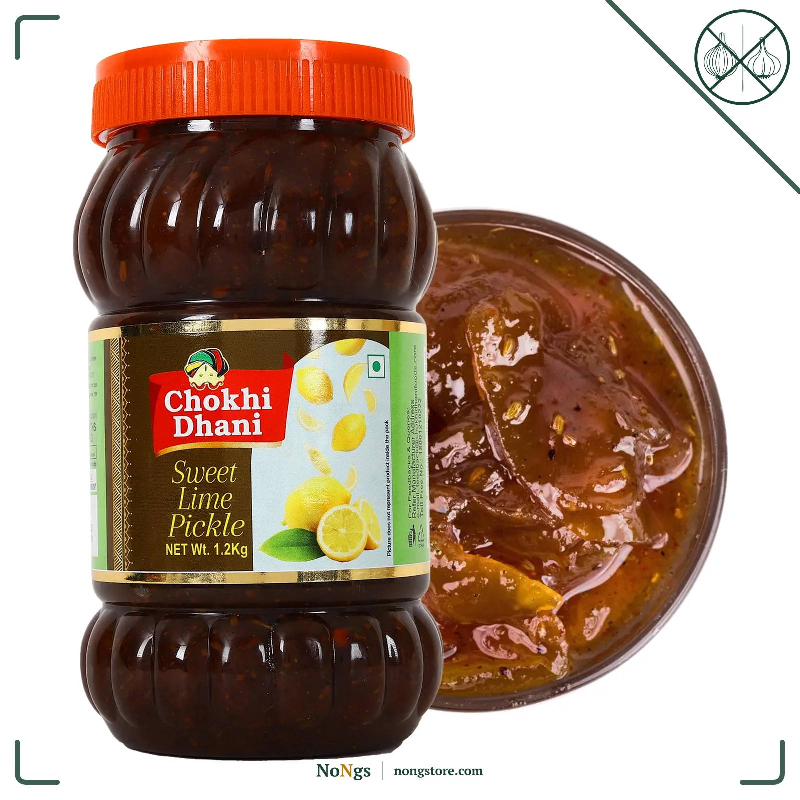 Chokhi Dhani Sweet Lime Pickle 1.2kg | Homemade Tangy & Spicy Nimbu Achar | Traditional Indian Lemon Pickle Without Onion & Garlic | Oil Free | Authentic Taste