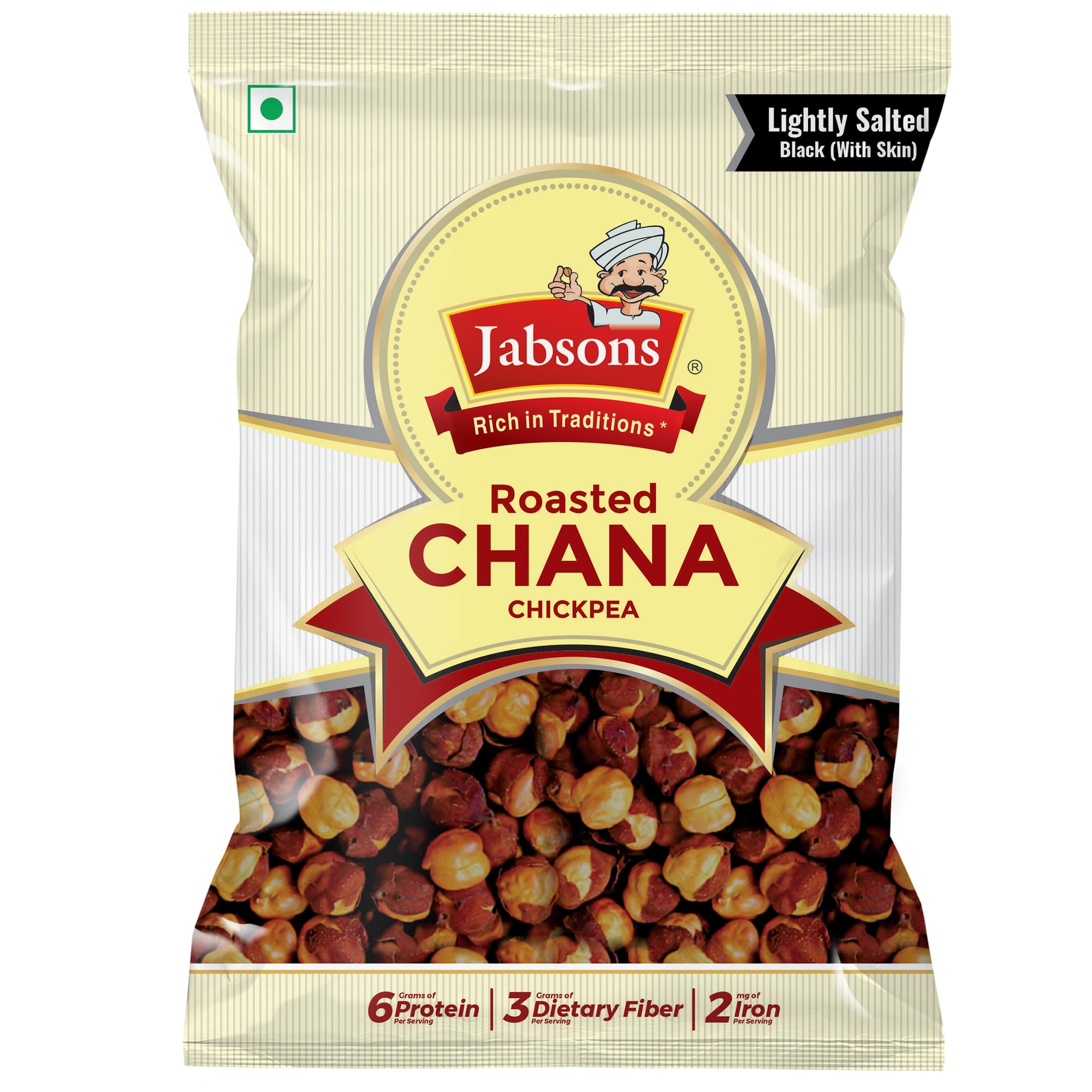 Jabsons Roasted Chana Mahabaleshwar Black – 200g | Salted Bhuna Chana | No Onion No Garlic | Gluten-Free | High Protein Snack | Roasted Black Chickpeas | Ready to Eat | Healthy Indian Snack