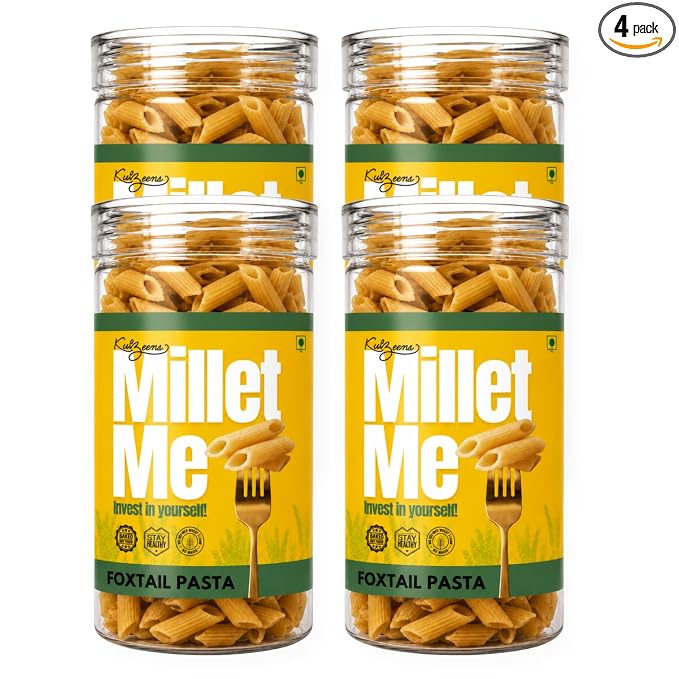 Millet Me By Kuizeens Foxtail Millet Pasta - 230g (Pack Of 4) | Gluten Free | Low-carb Diets | Low-carb Diets | Easy-to-make | Rich In Nutrients | No Msg | No Preservatives | Instant Pasta | Jain | No Onion & Garlic
