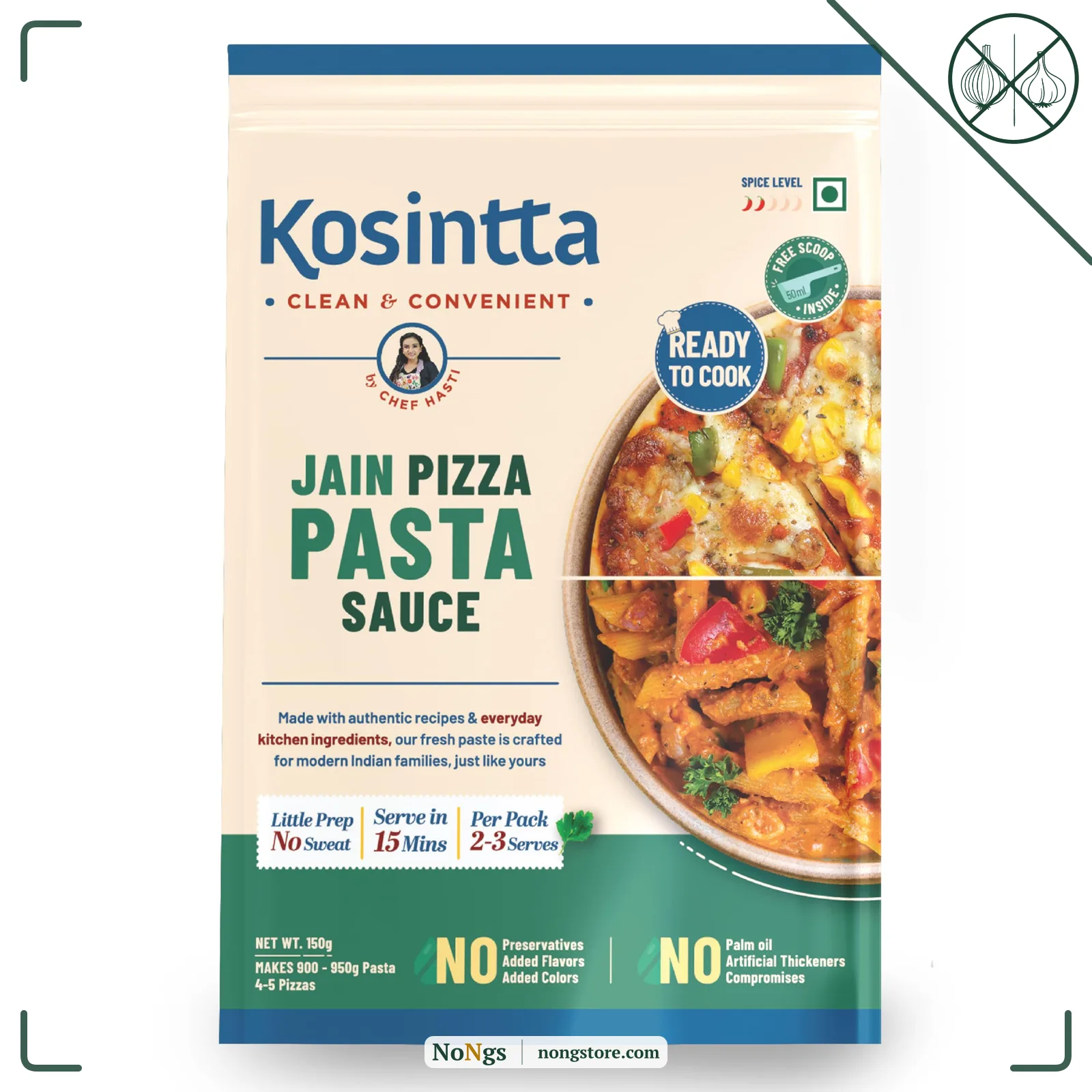 Kosintta Jain Pizza Pasta Sauce 150g | No Onion No Garlic | Authentic Italian Taste | Ready to Use Cooking Sauce | Perfect for Pizza Pasta & Snacks | Rich Flavor | Jain Friendly | Healthy & Tasty Sauce