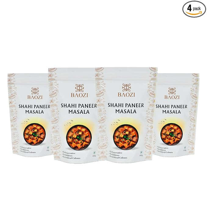 BAOZI Shahi Paneer Masala - No Onion, No Garlic | Royal Indian Spice Blend for Paneer Dishes | Rich, Creamy & Aromatic Flavor | Perfect for Shahi Paneer, Curries & Gravies | Pack of 4 (100g x 4)