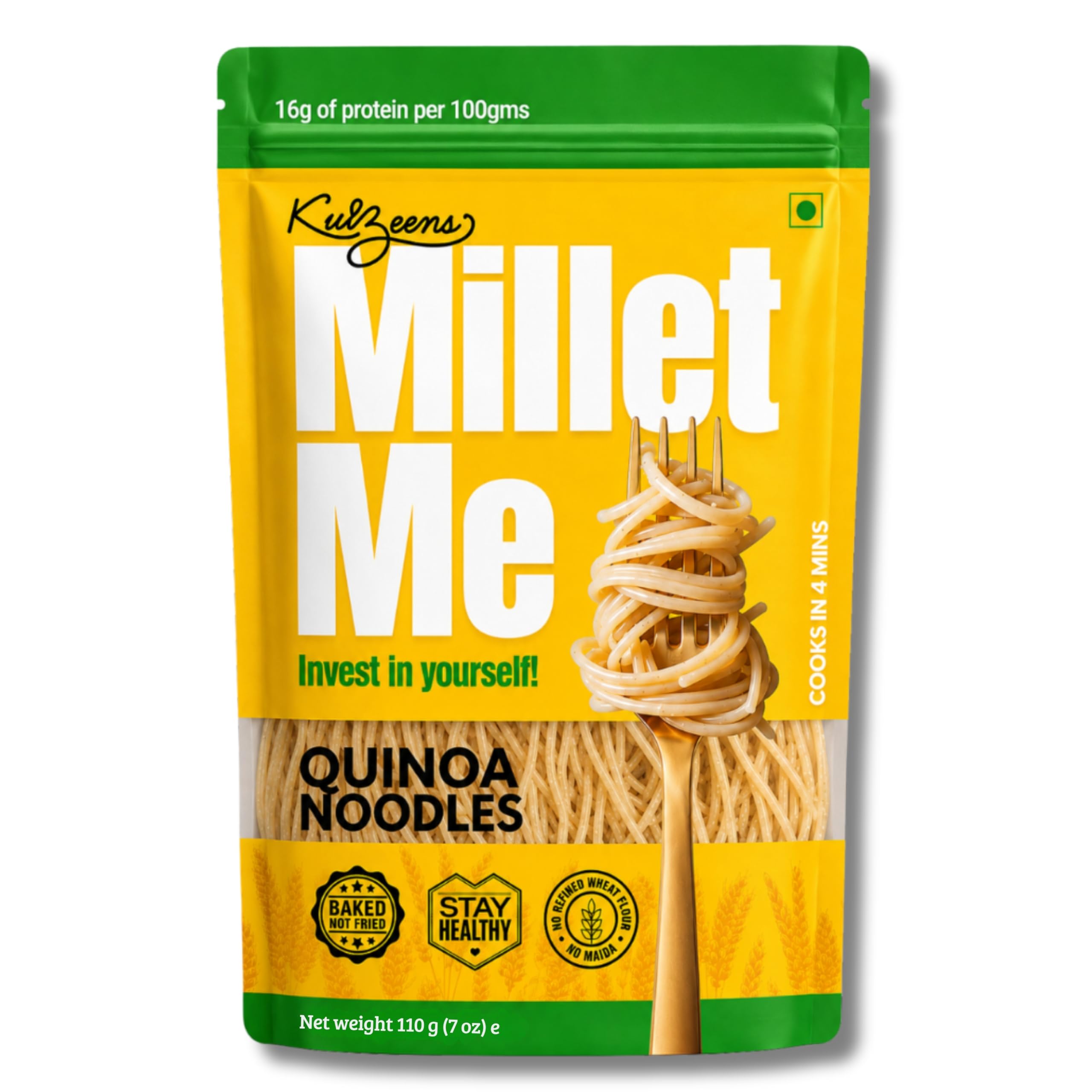 Millet Me by Kuizeens Gluten-Free Quinoa Noodles - 110g | Protein & Fiber-Rich | Easy-to-Make | Rich in Nutrients | No MSG | No Preservatives| Jain | No Onion & Garlic