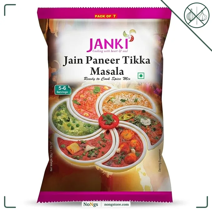 Janki Jain Paneer Tikka Masala - Pack of 7, 50 Gms Each | Ready to Cook Paneer Masala Mix | No Onion No Garlic | Quick & Easy Paneer Masala Packet