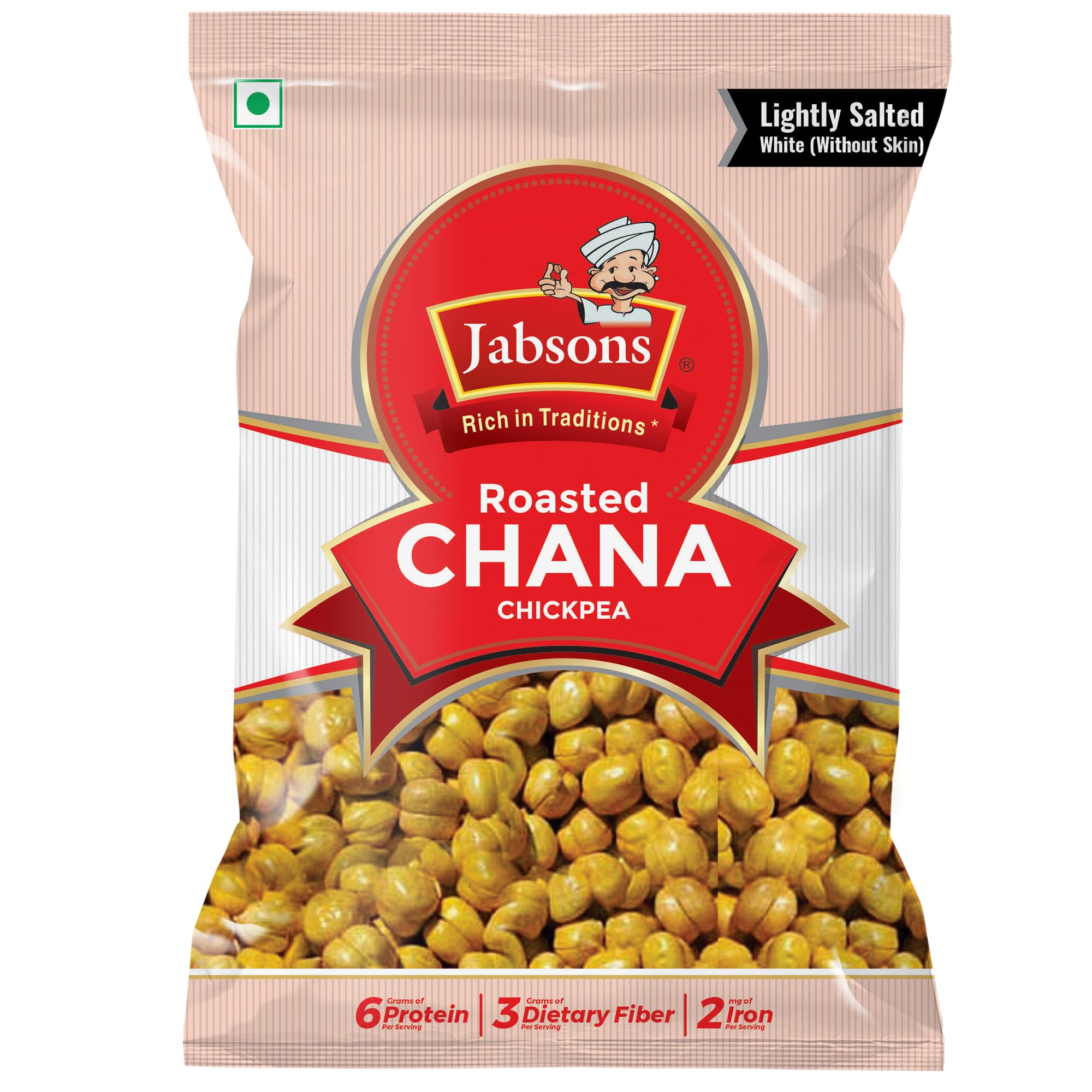 Jabsons Roasted Chana Mahabaleshwar White, 200gm | 100% Roasted | No Onion No Garlic | Desi Chana Namkeen Snacks Gluten-Free | Crunchy Protein Snacks Bhuna Chana Ready to Eat