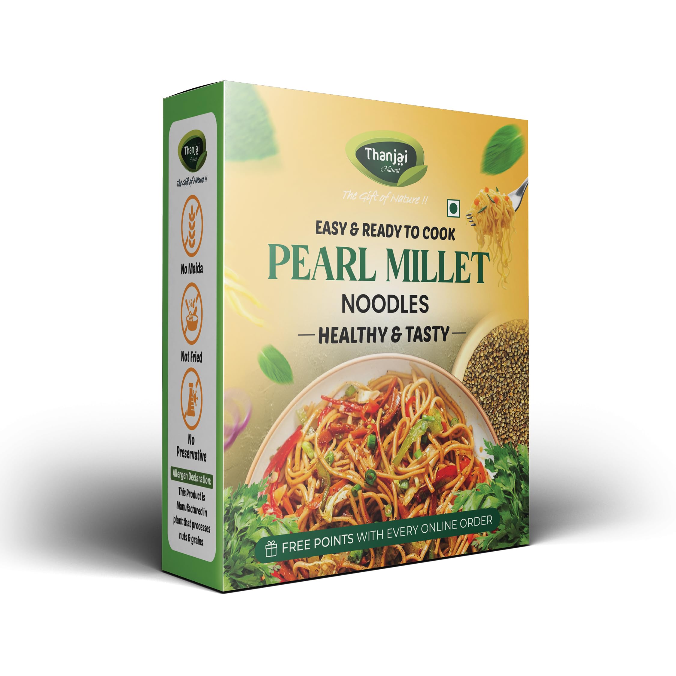 Thanjai Natural Pearl Millet Noodles 180 Grams of Homemade Natural Noodles (No Preservatives, No Chemicals, No Artificial Extract)