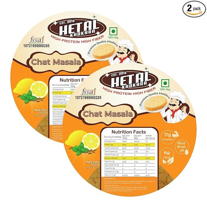 Chat Khakhra | JAIN | Crispy | Ready To Eat | High Protein High Fiber| No Palm Oil | 200g Vacuum Pack Of 2