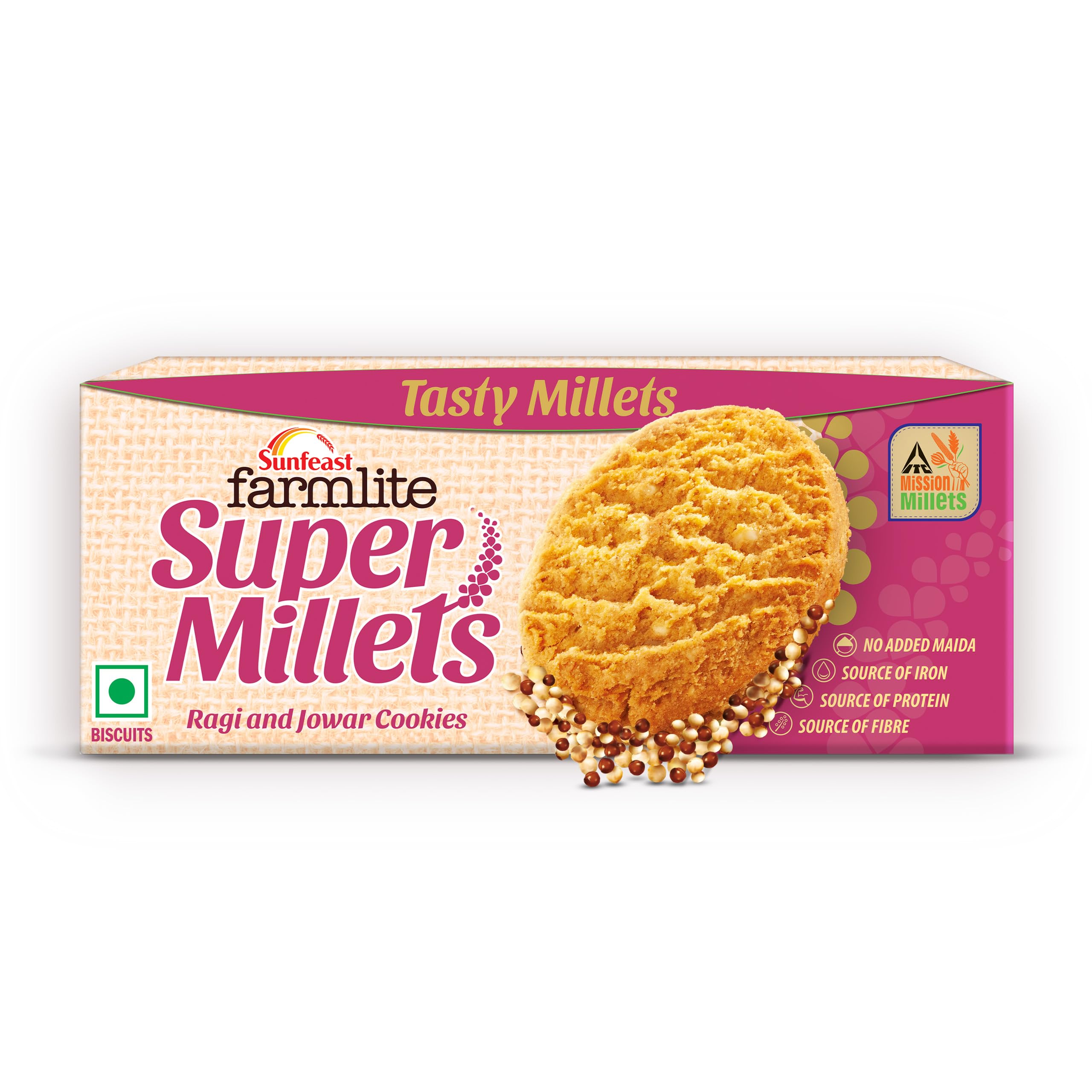 Sunfeast Farmlite Super Millets Ragi & Jowar Cookies, 75g