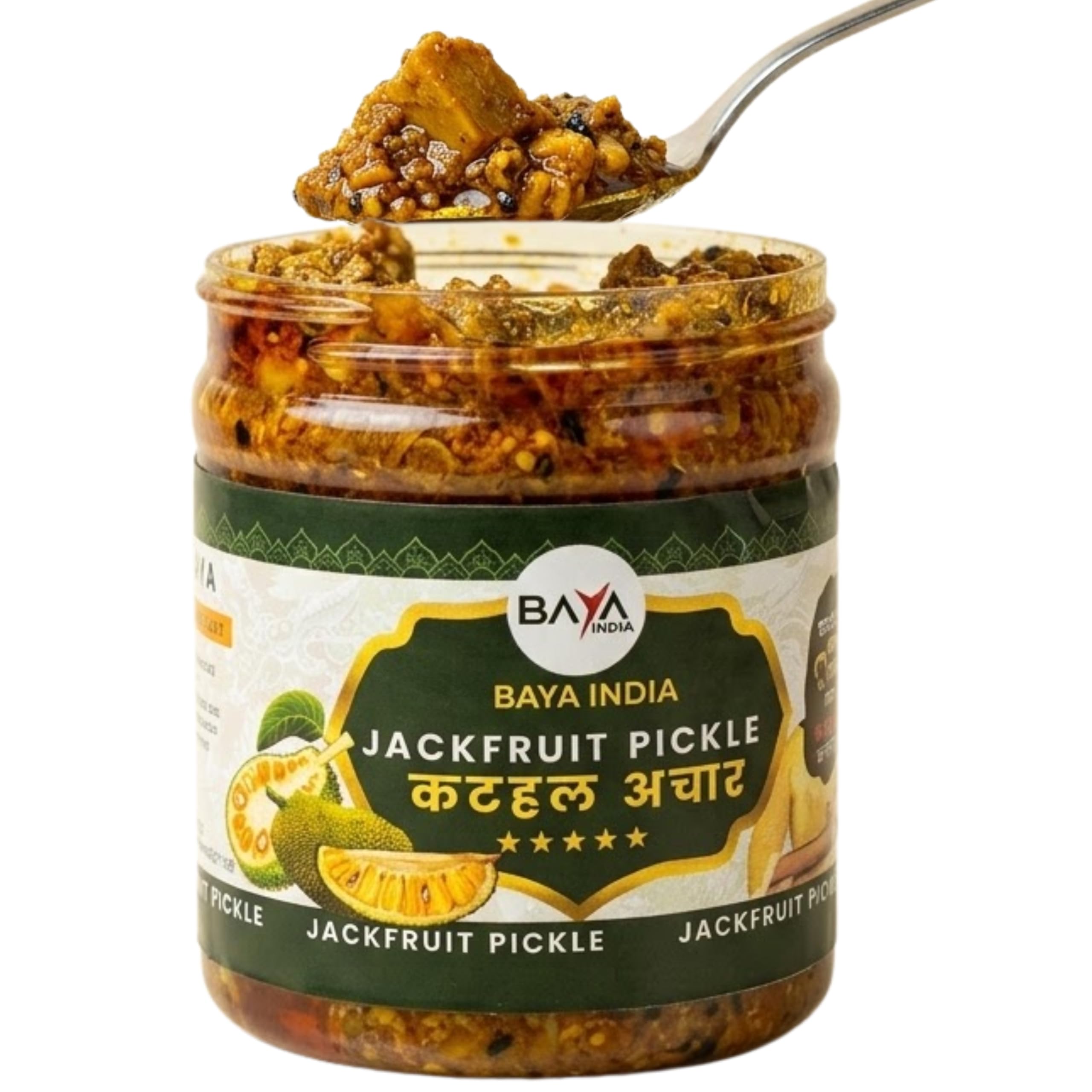 Baya India Homemade Kathal ka Achar | Jackfruit Pickle| Traditional Spicy & Tangy | No Preservatives, No Vinegar | Made in Pure Mustard Oil | Sun-Dried | No Onion & No Garlic | 250g Plastic Jar
