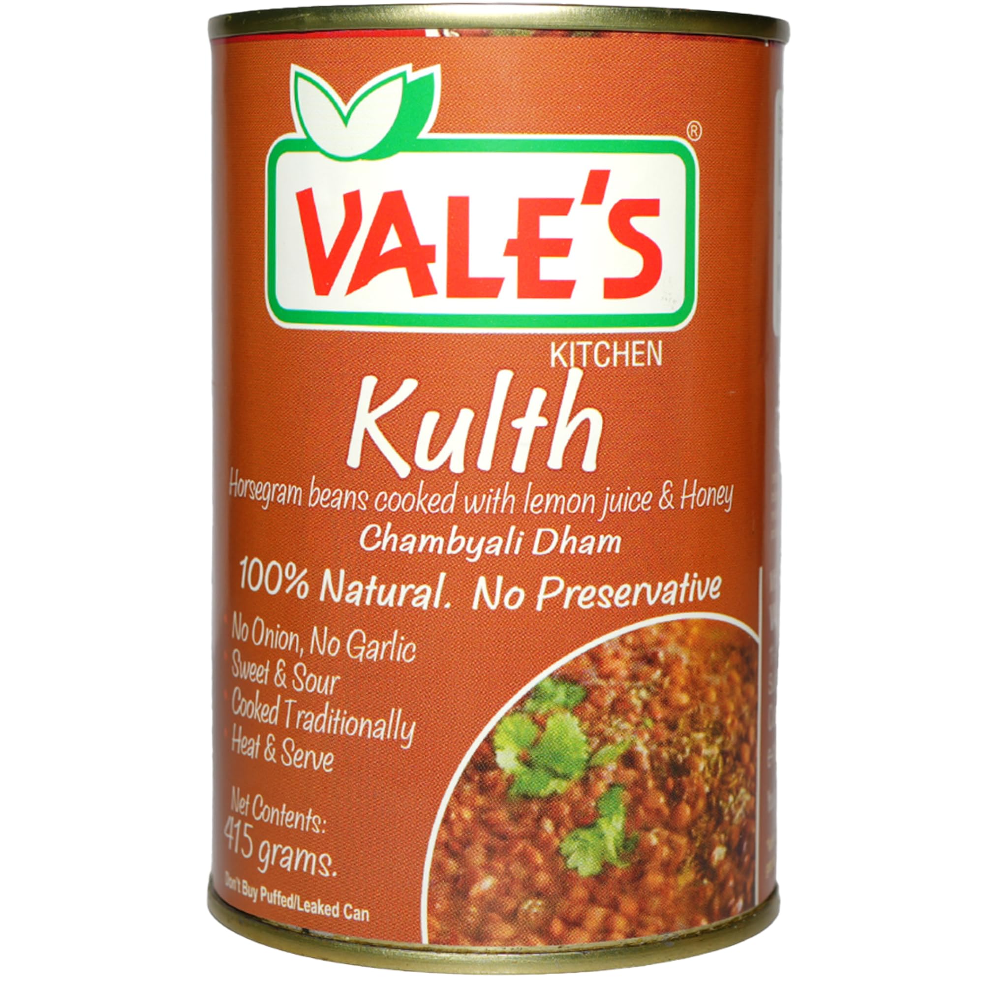 VALE'S Kulth 415g | Authentic Chambyali Dham Horsegram Curry | 100% Natural • No Onion No Garlic • Sweet & Sour • Traditionally Cooked • Ready to Eat – Heat & Serve