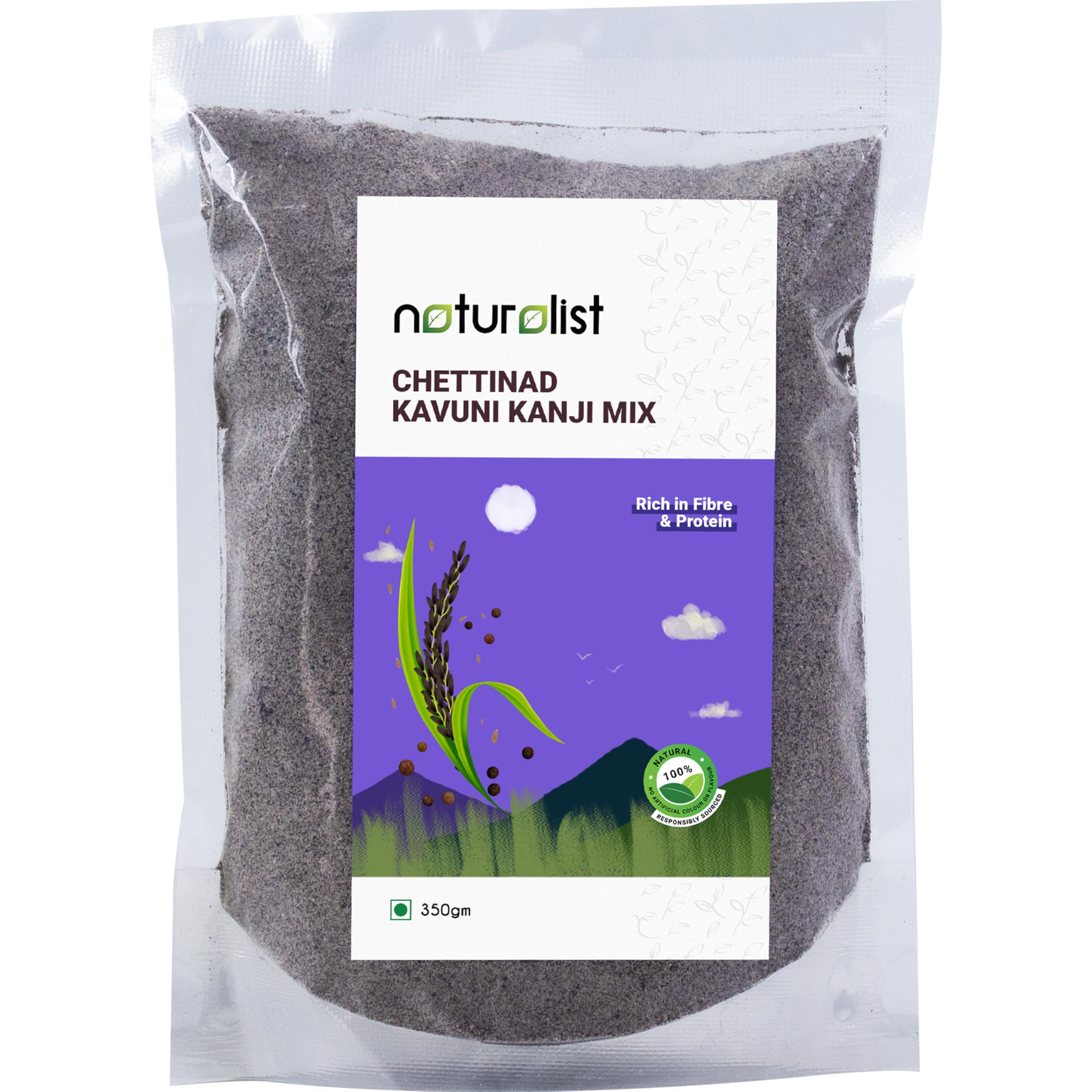 Naturalist by Avany Organics 350 gm Chettinad Kavuni Kanji mix | Black Rice Porridge mix | 100% Natural | Chemical Free | Fibre and Protein Rich Healthy Meal - 350 grams