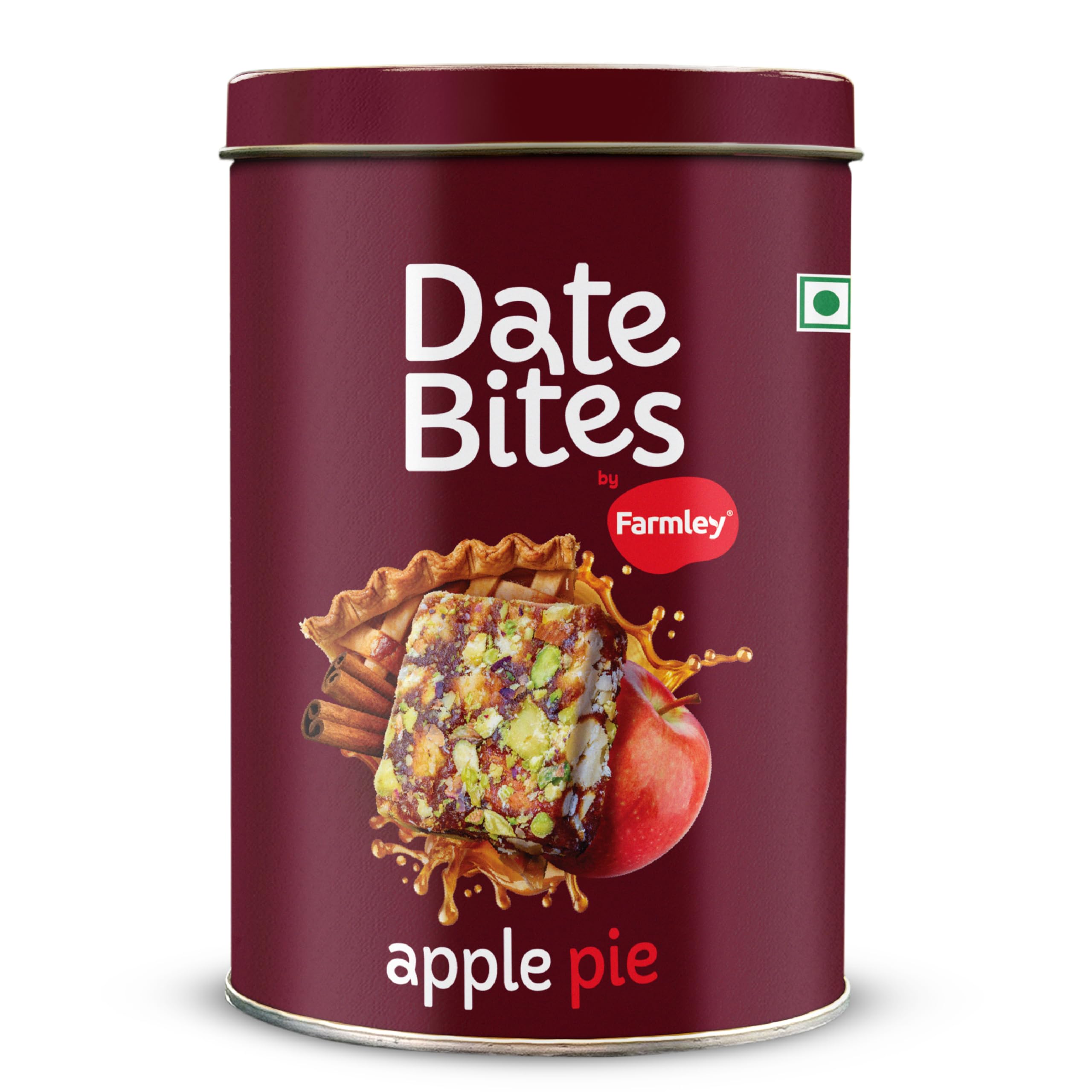Farmley Apple Pie Date Bites | Pack of 10 I Dates Barfi Made with Dates, Dried Apple,Pista, Cashews, Almonds, Honey, Cinnamon and Pure Ghee