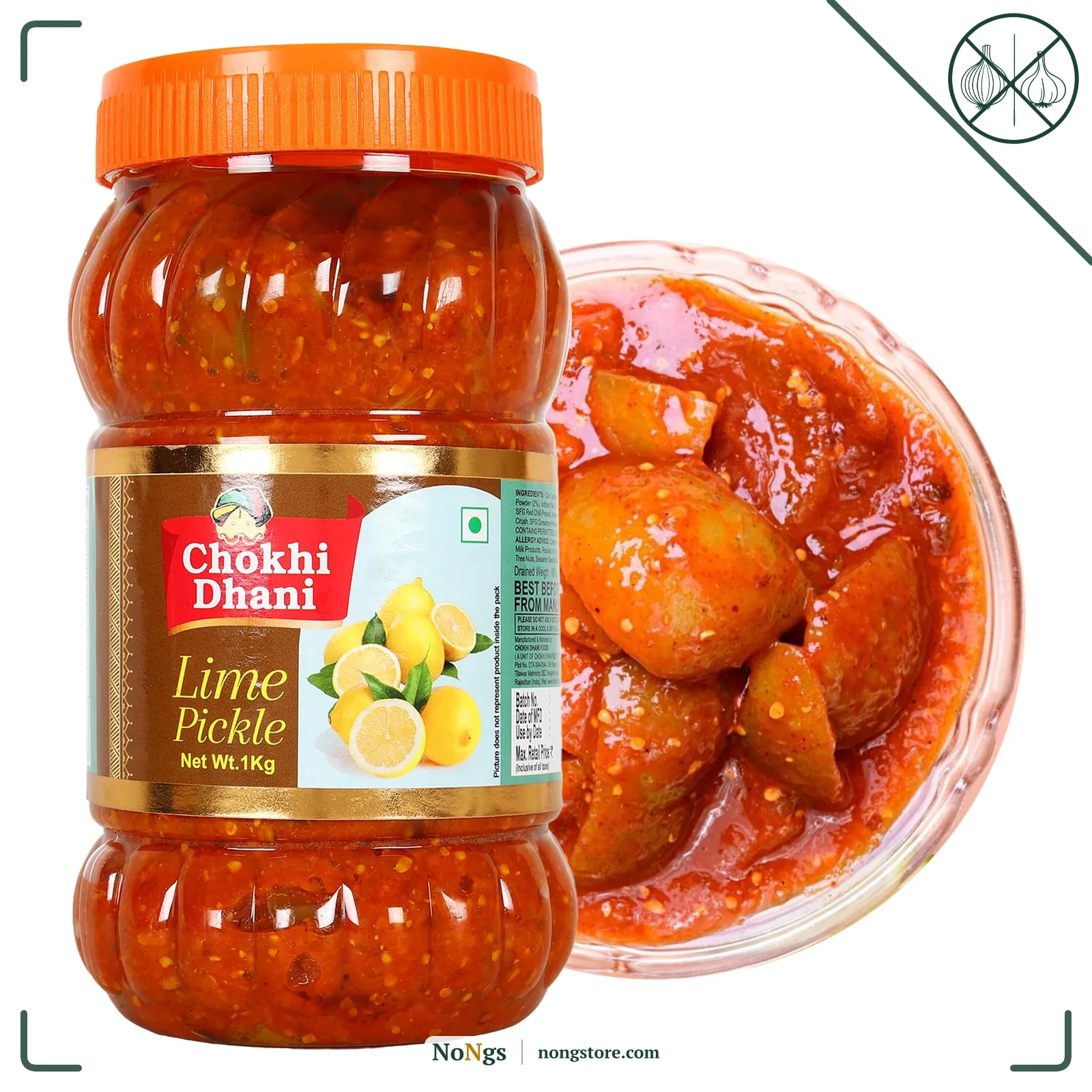 Chokhi Dhani Lime Pickle 1kg | Traditional Nimbu Achar | Spicy Tangy Lemon Pickle | Homemade Style Indian Achar | Oil Free | No Onion No Garlic | Khatta Chatpata Taste