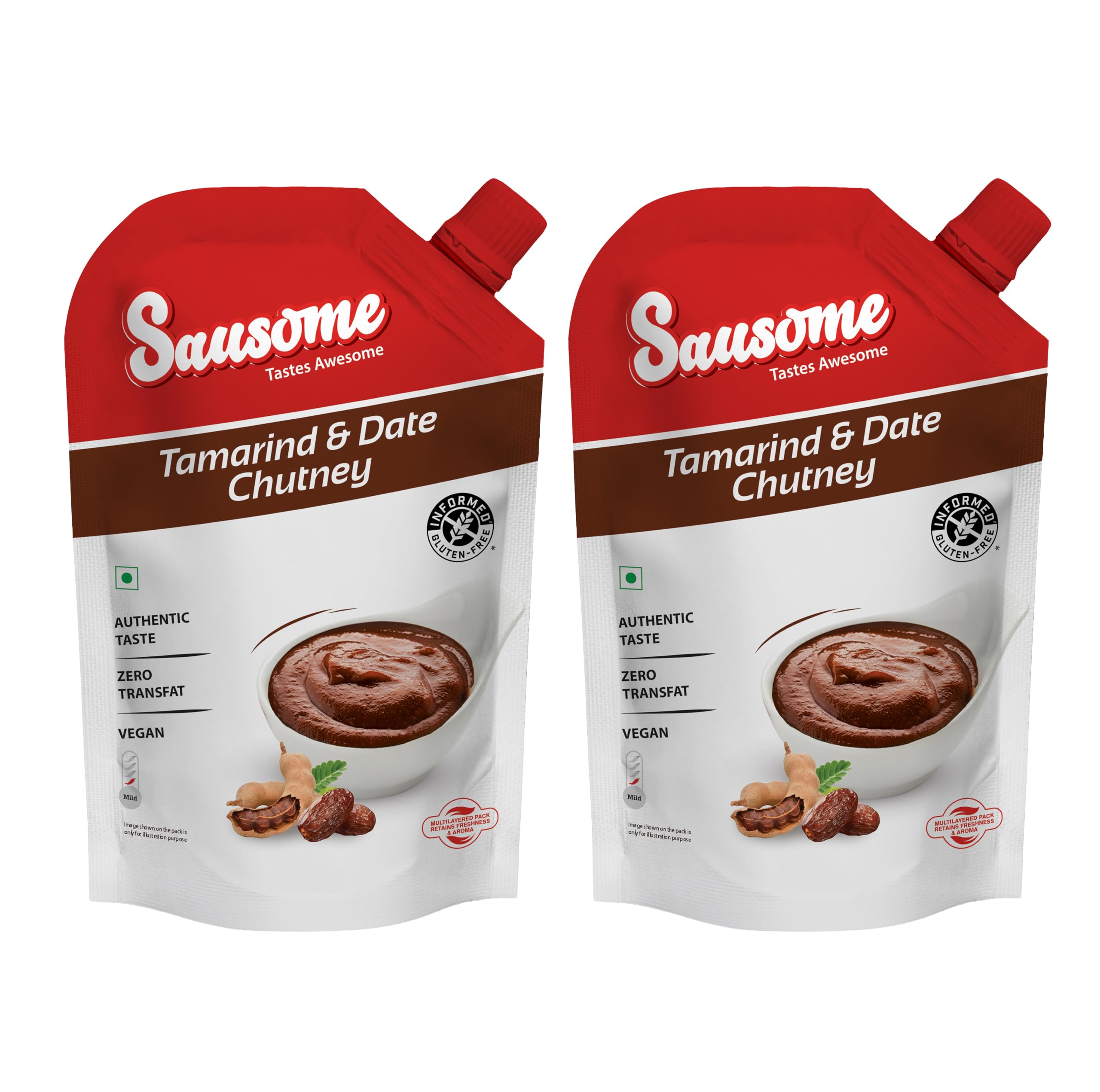 Sausome | Vegan, Gluten-Free, No Added Color | Perfect for Stir-Fries, Dips, Marinades & Cooking | FBA (pack of 2, Tamarind & Date Chutney)
