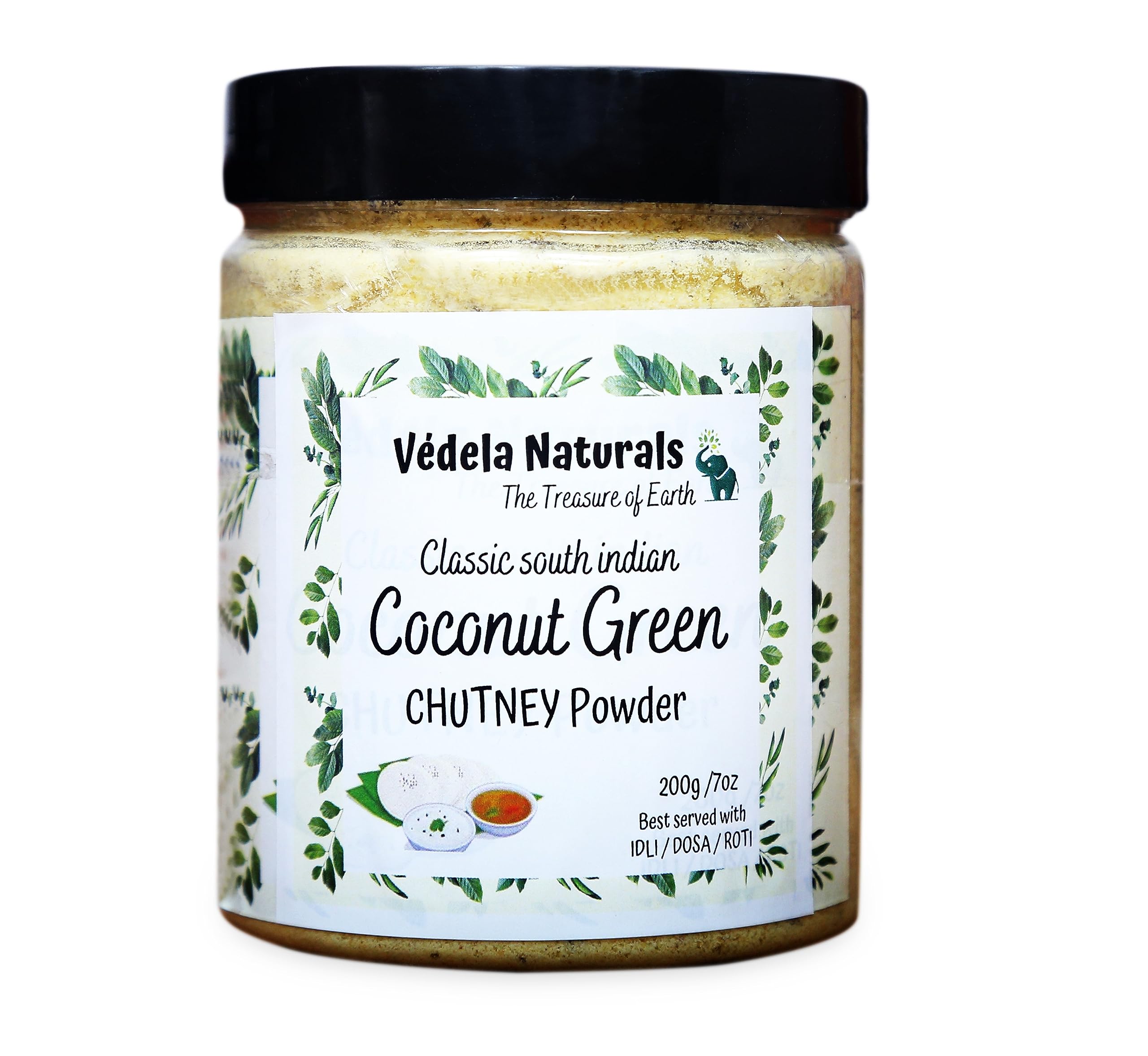Vedela Naturals South Indian Style Instant Coconut Green Chutney Powder, 100g / 3oz [Nariyal ki Chutney Just Add Water 100g