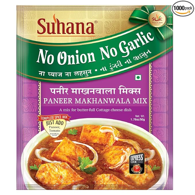 Suhana Paneer Makhanwala Nong (No Onion No Garlic) 50g Pouch | Spice Mix | Easy to Cook | Pack of 3