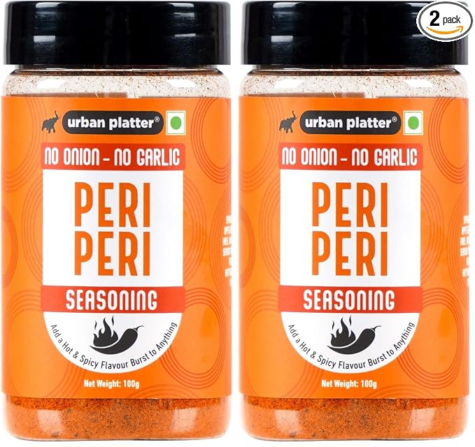 Urban Platter Jain Peri Peri Seasoning, 100g (Signature African-Style Spice Blend | Onion & Garlic- free | Great For Fries, Popcorn, Makhanas & Marinades) (Pack of 2)