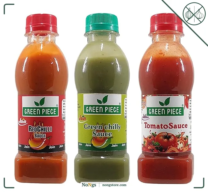 Green Piece Jain Sauce Without Onion/garlic/Potato Tomato Sauce (200gm),Green Chilli Sauce (200gm) and Red Chilli Sauce (200gm) (Pack of 3) (600 g)