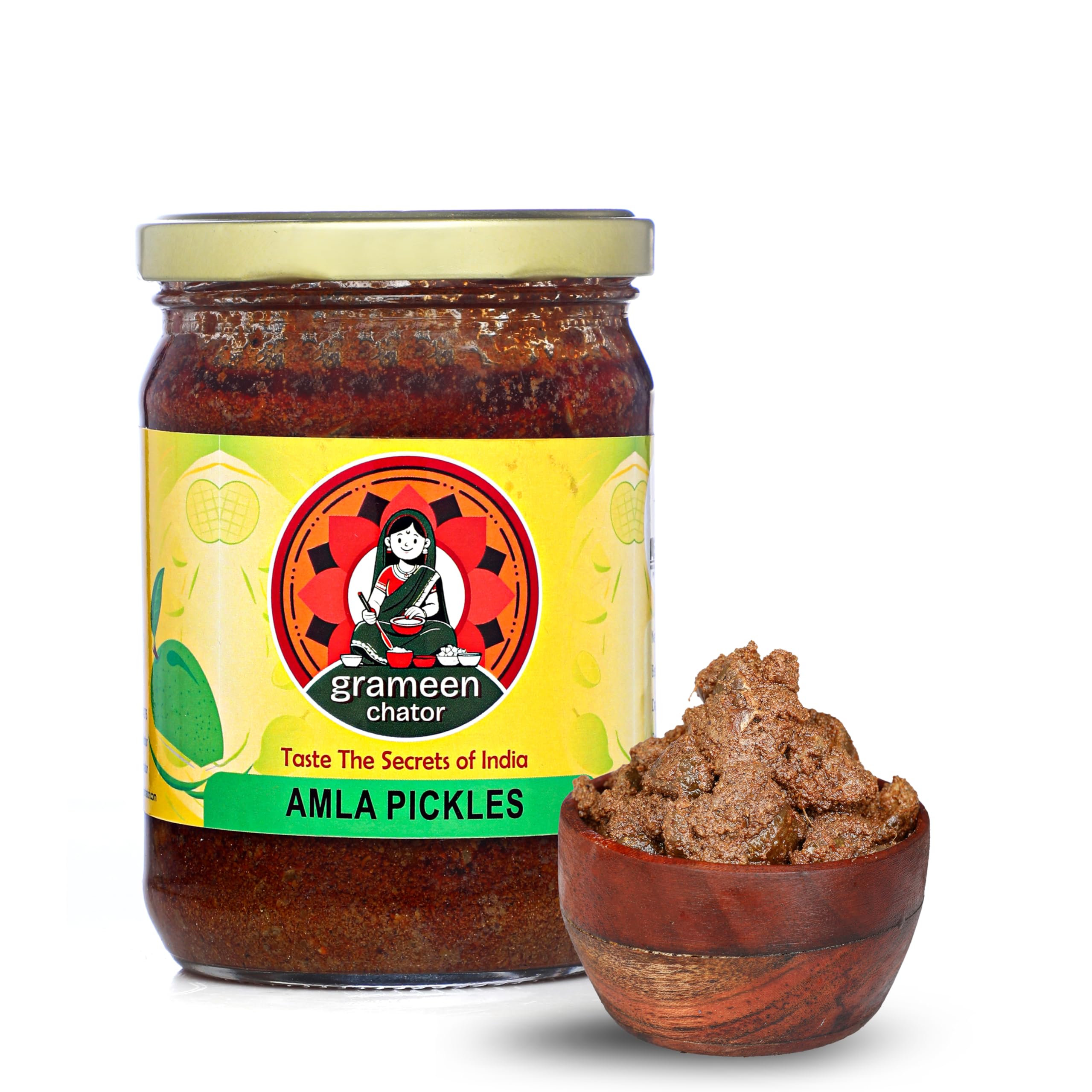 Grameen Chator Amla Pickle - 500G (Pack Of 1) |Homemade Indian Gooseberry Pickle Seedless Without Onion & Garlic|Preservative Free|Tangy Amle Ka Achar|Natural Spices & Mustard Oil