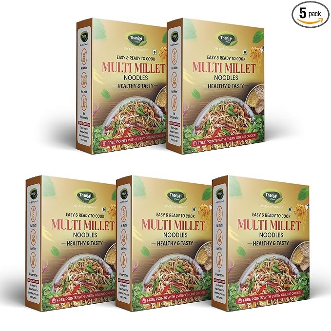 Thanjai Natural Multi Millet Noodles 180 Grams X 5 (900 Grams) of Homemade Natural Millet Noodles(No Preservatives, No Chemicals, No Artificial Extract)