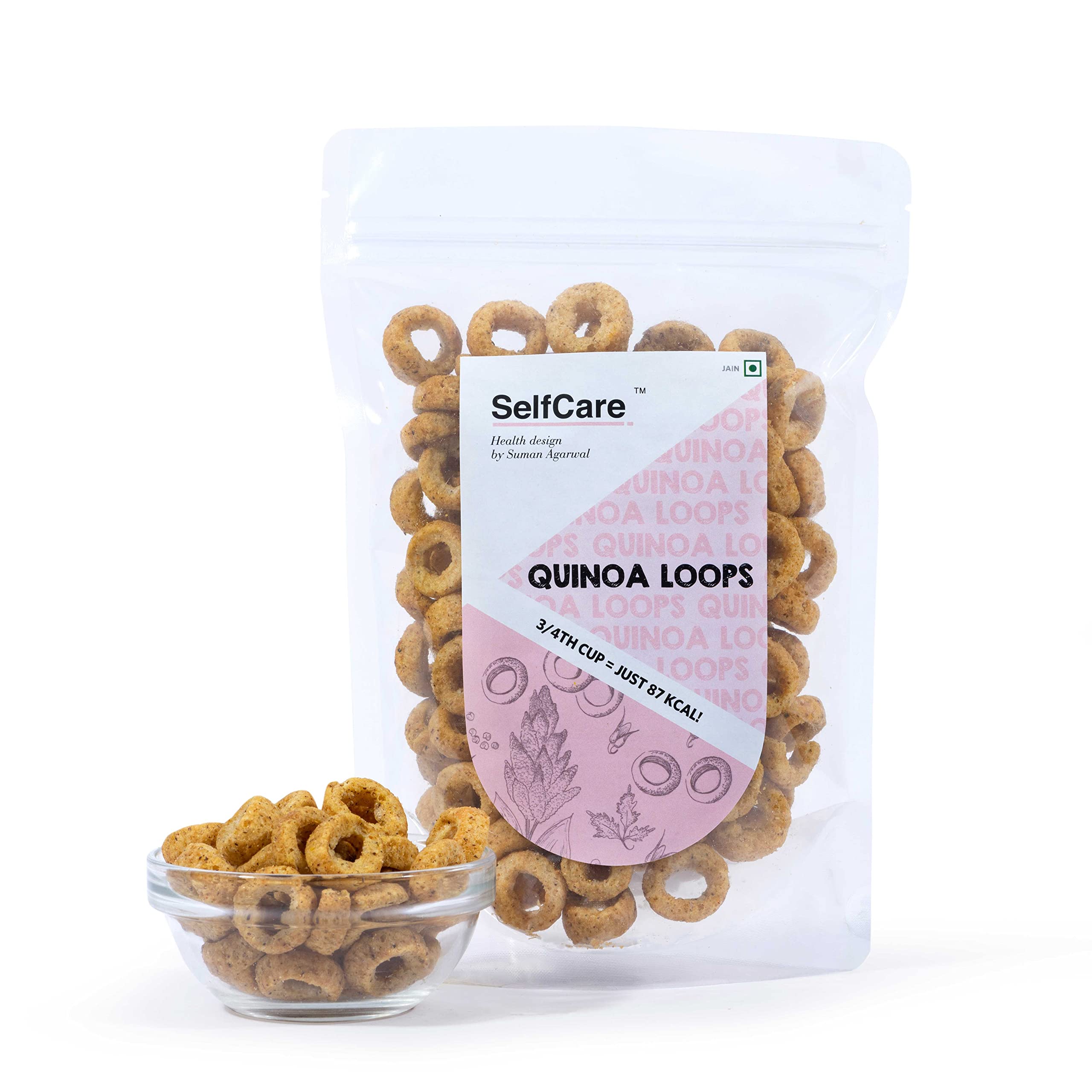 SelfCare By Suman Agarwal Quinoa Loops Pack of 1 100g | Healthy & Non Fried | Savoury - Snacks - Namkeen - Grocery | Spicy Crunchy & Chatpata - Tea time Snacking | Diabetic Jain & Travel Friendly