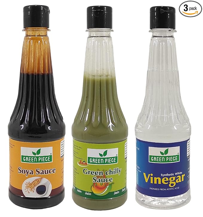 Green Piece Jain Sauce WIth No Onion/Garlic Soya sauce,Green Chilli & Vinegar.(Pack of 3) Sauce (1500 ml)