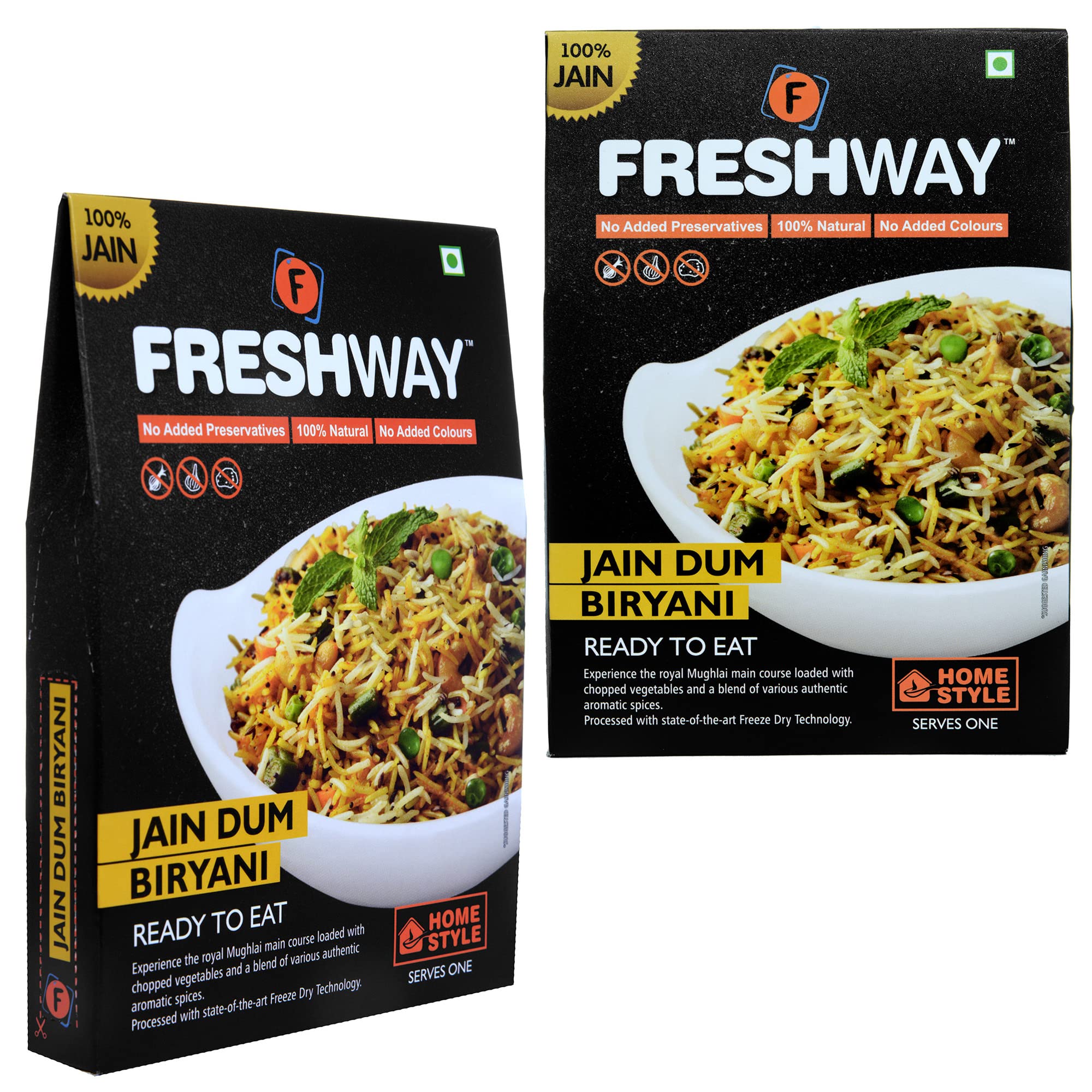 JAIN DUM BIRYANI Combo Pack of 2, Travel, Instant Food Ready to eat Ready to Cook in 5-7 Min