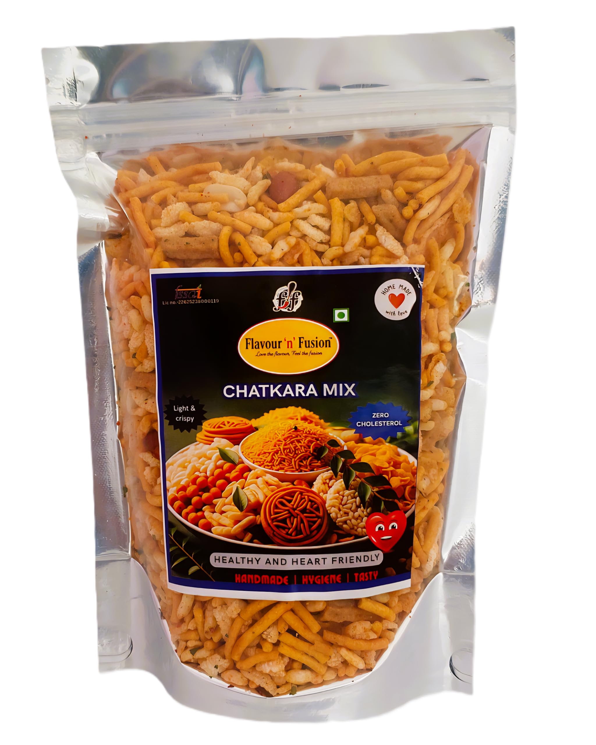 FLAVOUR N FUSION Chatkara Mix Namkeen | Crispy and Crunchy Savoury Snack | NO Onion NO Garlic | Handmade and Hygienically Prepared | No Artificial Colors or Flavours | Freshly Packed | 250 gm