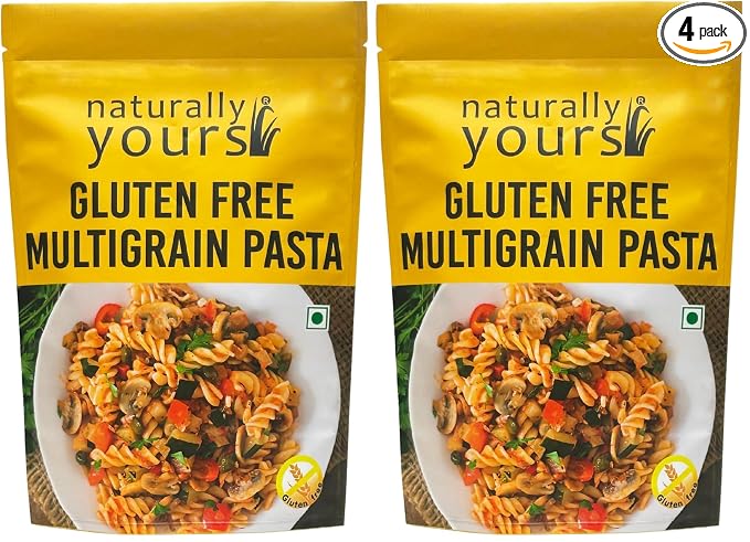 Naturally Yours Gluten Free Multigrain Pasta | Corn, Amaranth, Bengal Gram, Jowar & Rice | No Maida, Preservative Free, Vegan, No Onion No Garlic, Jain Friendly | High Fiber & Protein | 200g Pack of 4