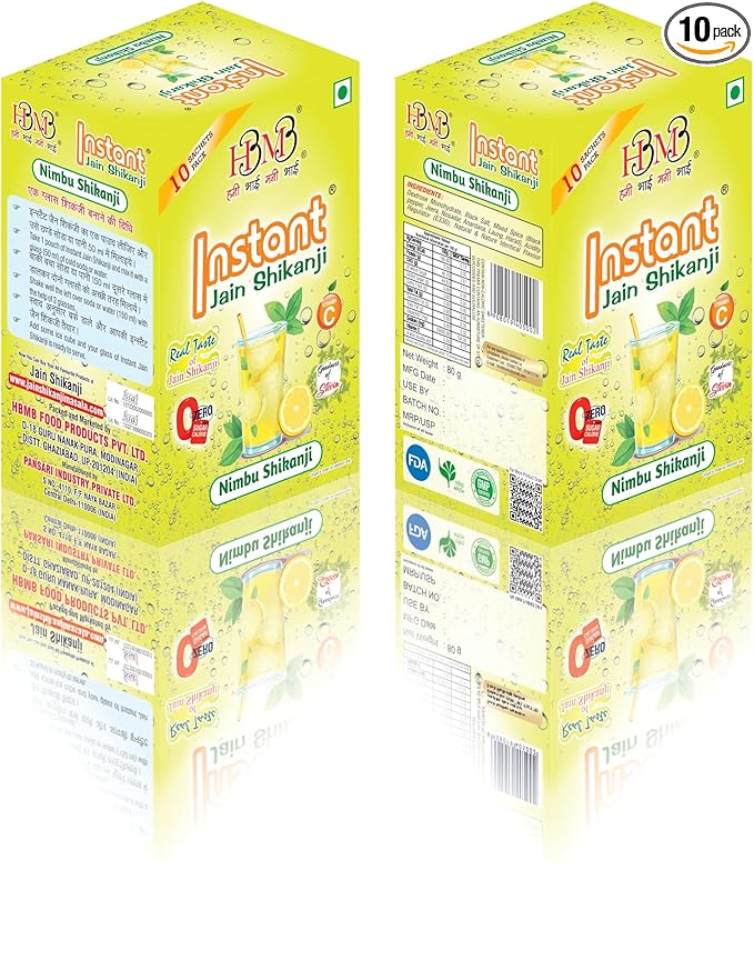 HBMB Original Instant Jain Shikanji | 1- Minute Ready to Mix Lemon Drink Premix | Authentic Jain Shikanji Summer Refreshment, 1 Pack
