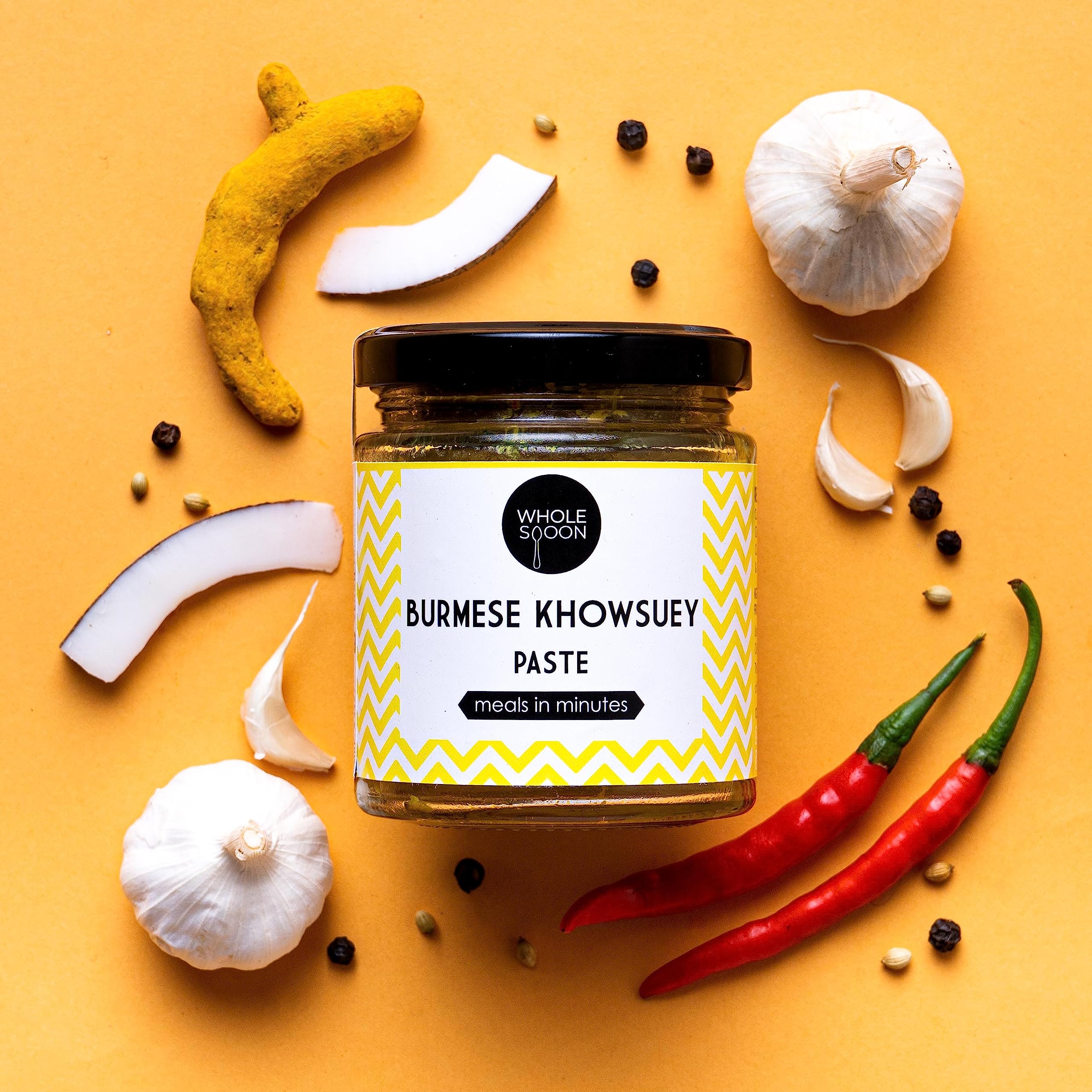Wholespoon Khowsuey Paste (180gm) | All natural, Preservatives Free, Plant based | Make Restaurant Style Khow Suey in 10 mins