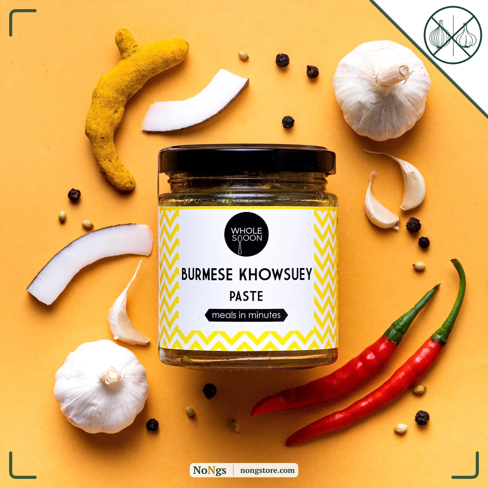 Wholespoon Khowsuey Paste (180gm) | All natural, Preservatives Free, Plant based | Make Restaurant Style Khow Suey in 10 mins