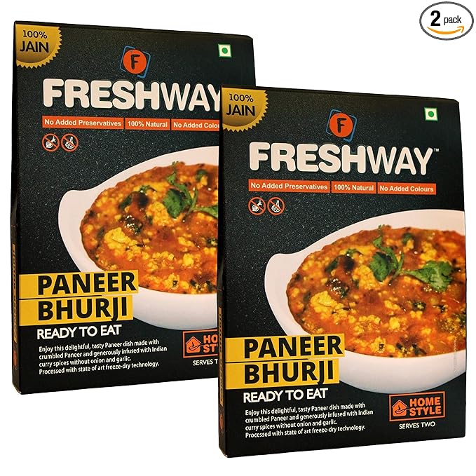 Freshway Pack Of 2 (Jain Paneer Bhurji + Jain Paneer Bhurji) Ready To Eat Freeze Dried With No Added Preservative & Colors